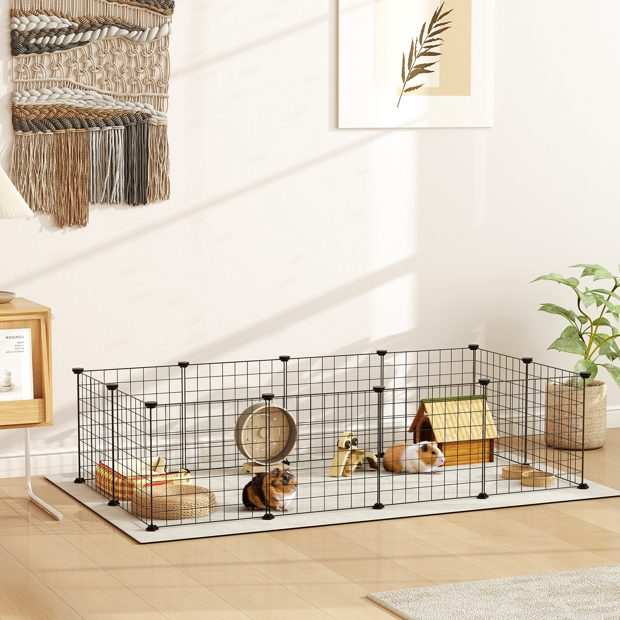 DIY Pet Playpen Metal Wire Fence 12 Panel Enclosure Indoor Outdoor Guinea Pig Bunny Small Animals Cage Black detail photo 9