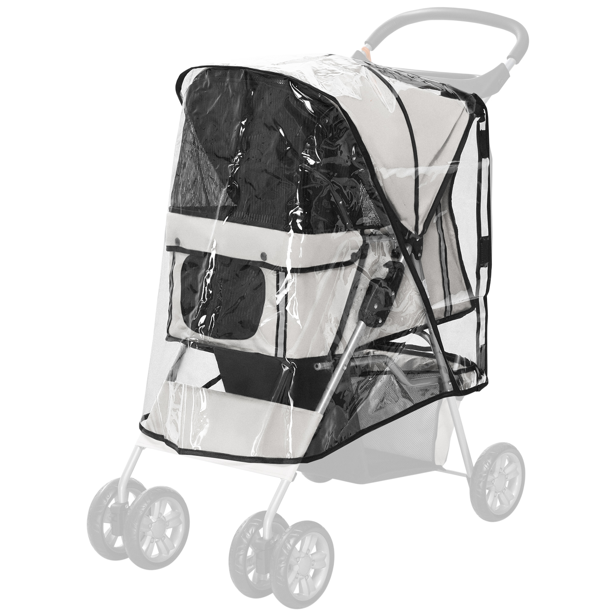 Dog Stroller Rain Cover,Cover For Pram Buggy W/ Rear Side Entry — image 4