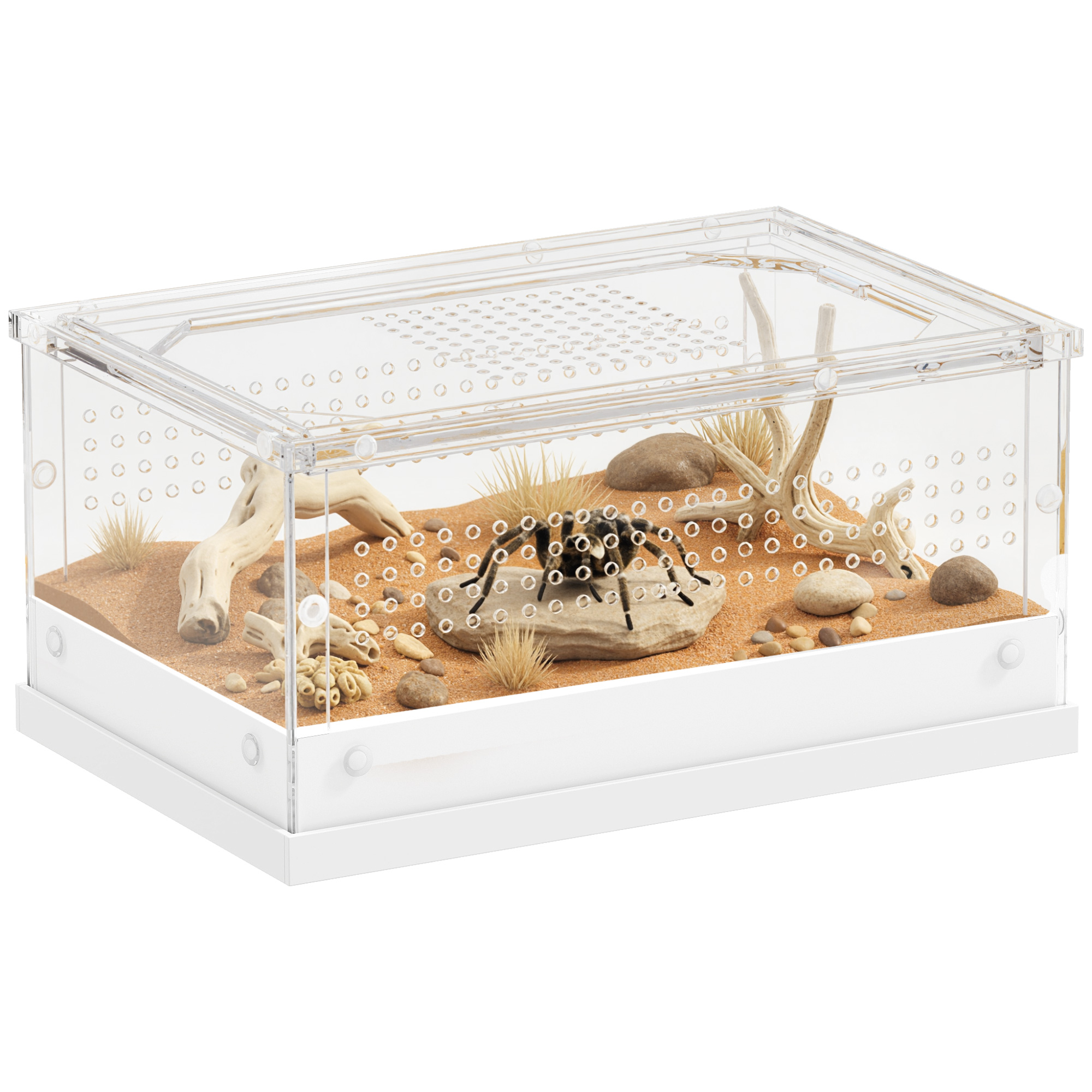 Acrylic reptile terrarium with top sliding door,vents,