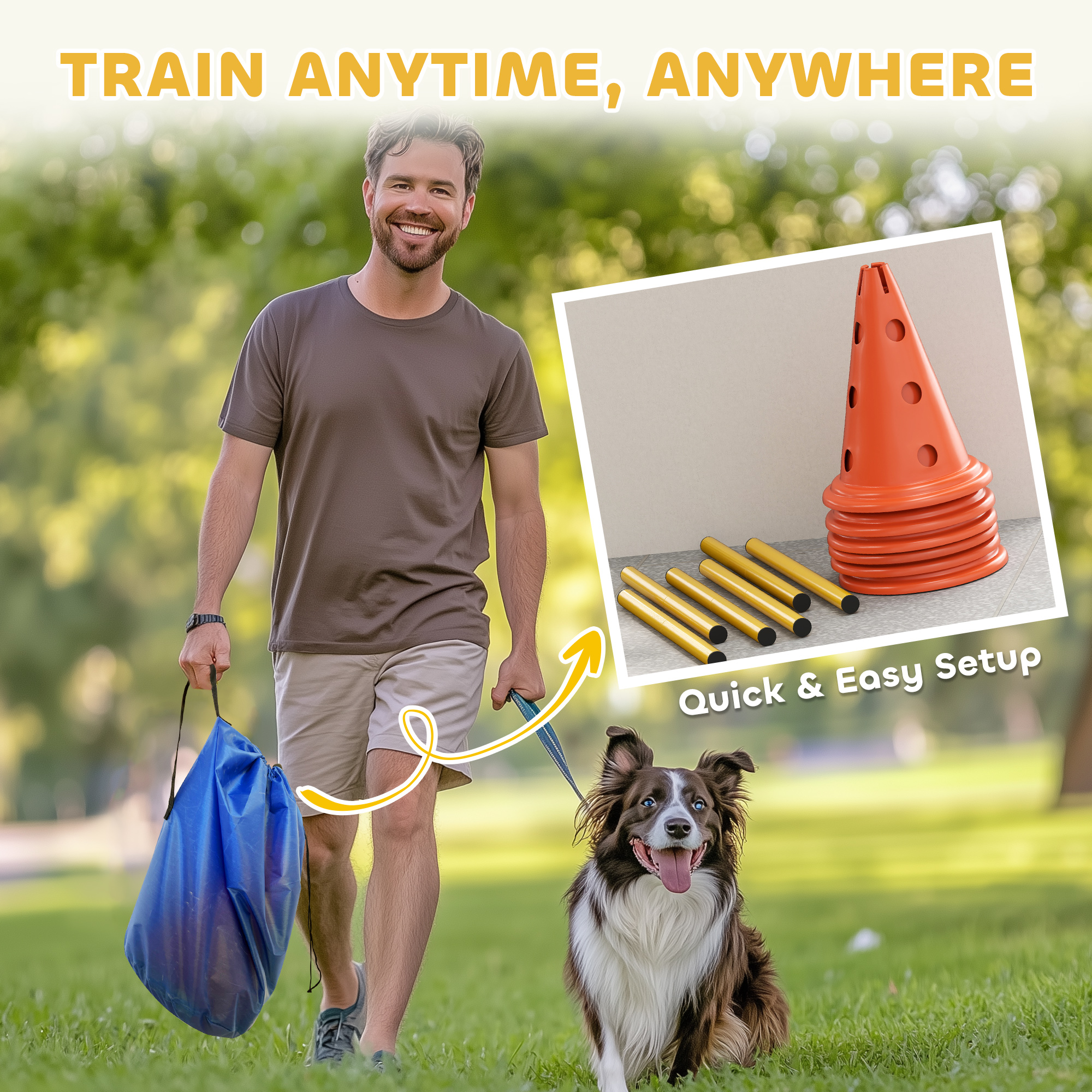 Dog Agility Equipment Set Of Six Cones,Six Poles With Carry Bag,Three-Piece — image 5