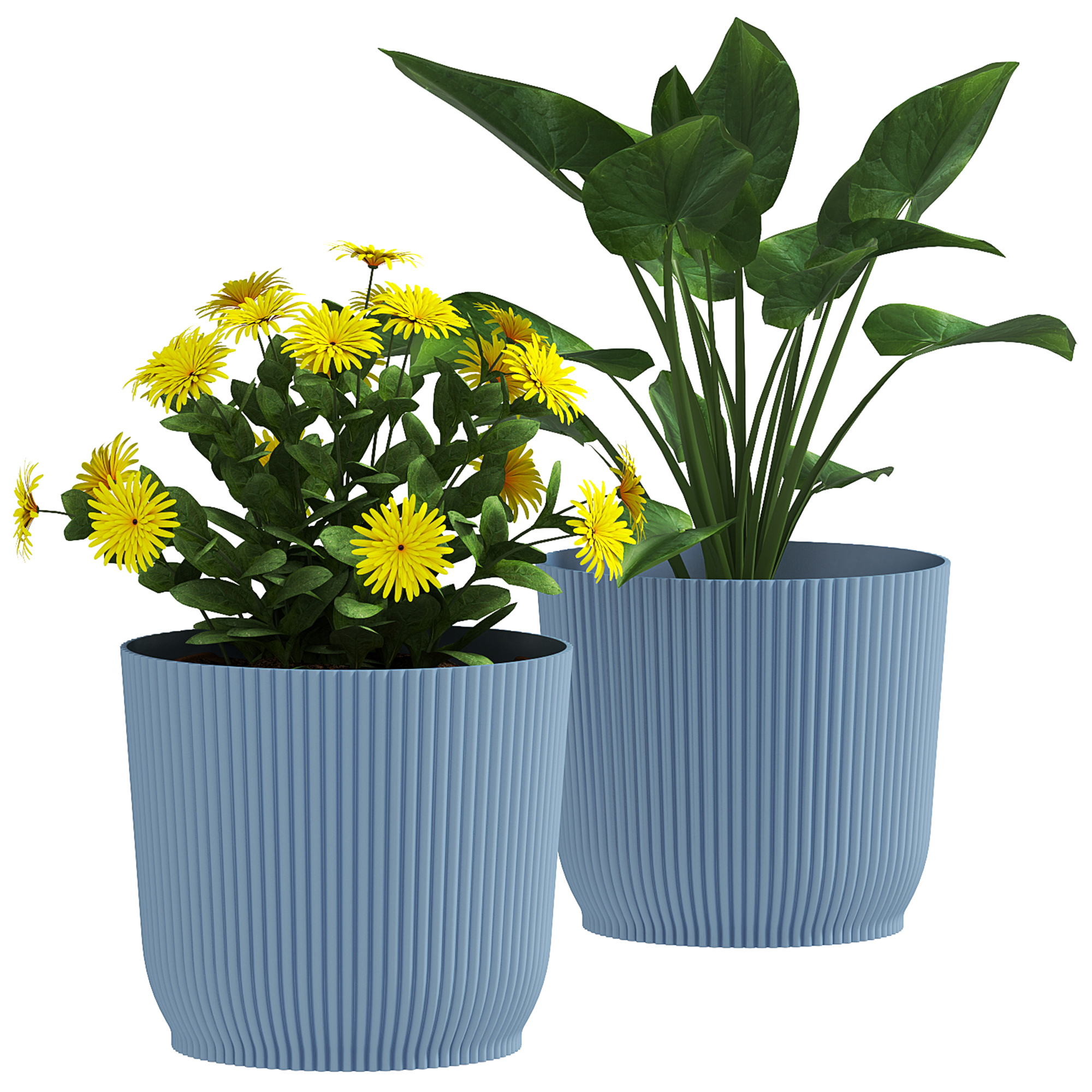 Set Of Two Ф22cm Planters-Blue