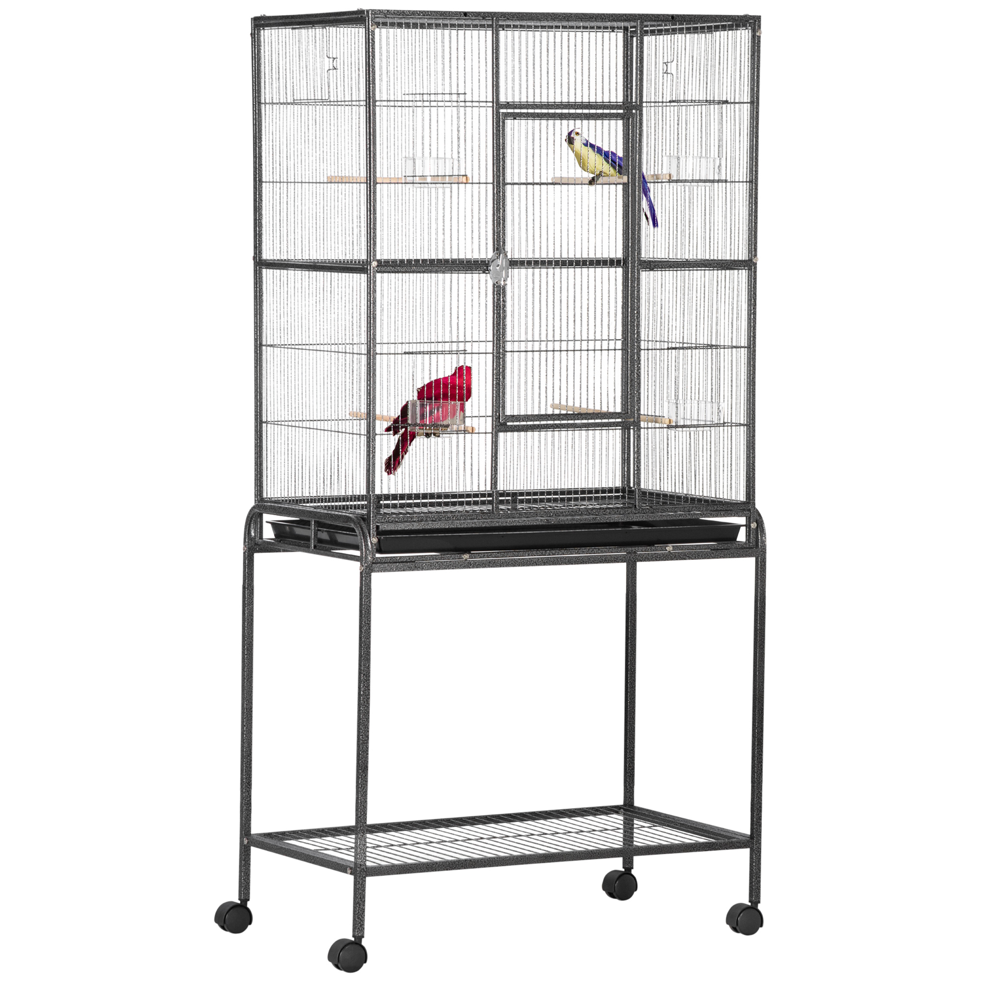 Large Bird Cage Budgie With Stand,Storage Shelf,Wood Perch For Parrot Canary — image 5