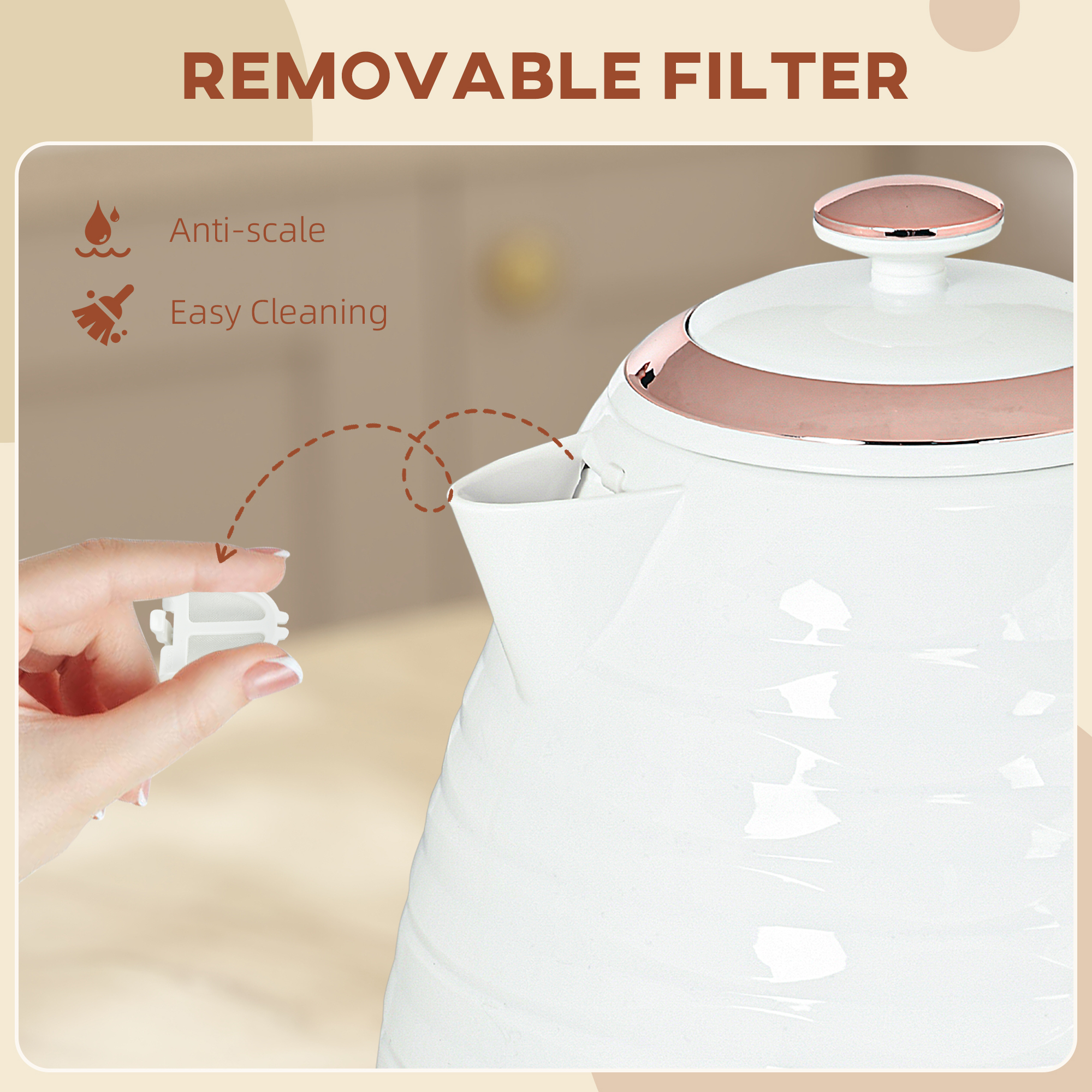 3kW Rapid Boil Honeycomb Kettle-Cream