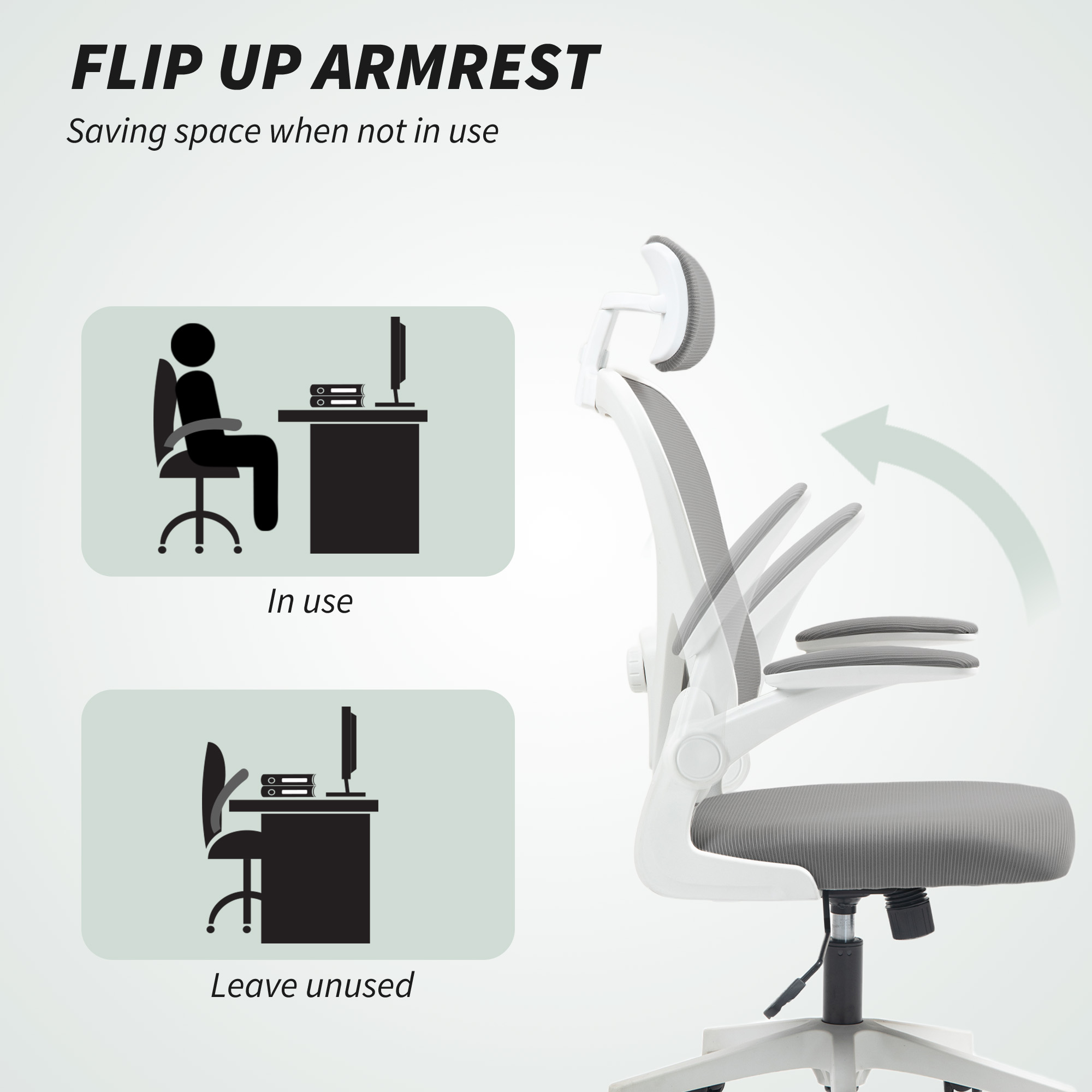 Executive Office Chair,Ergonomic Mesh High Back Desk Chair With Flip-up — image 5