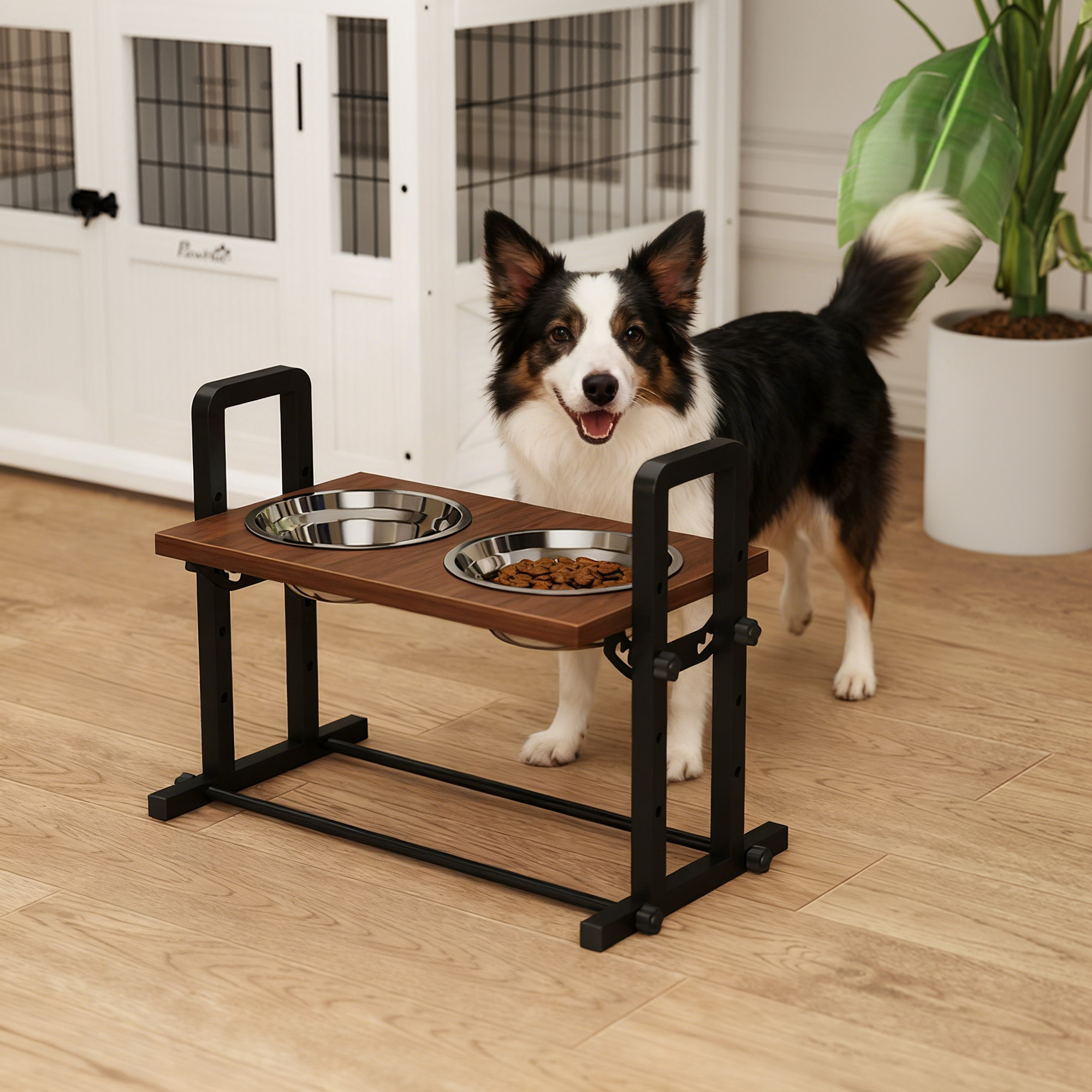Raised Dog Bowls With Stand,4 Heights Adjustable Pet Feeder With 3 Adjustable Angles For Small,Medium & Large Breeds,Brown detail photo 10
