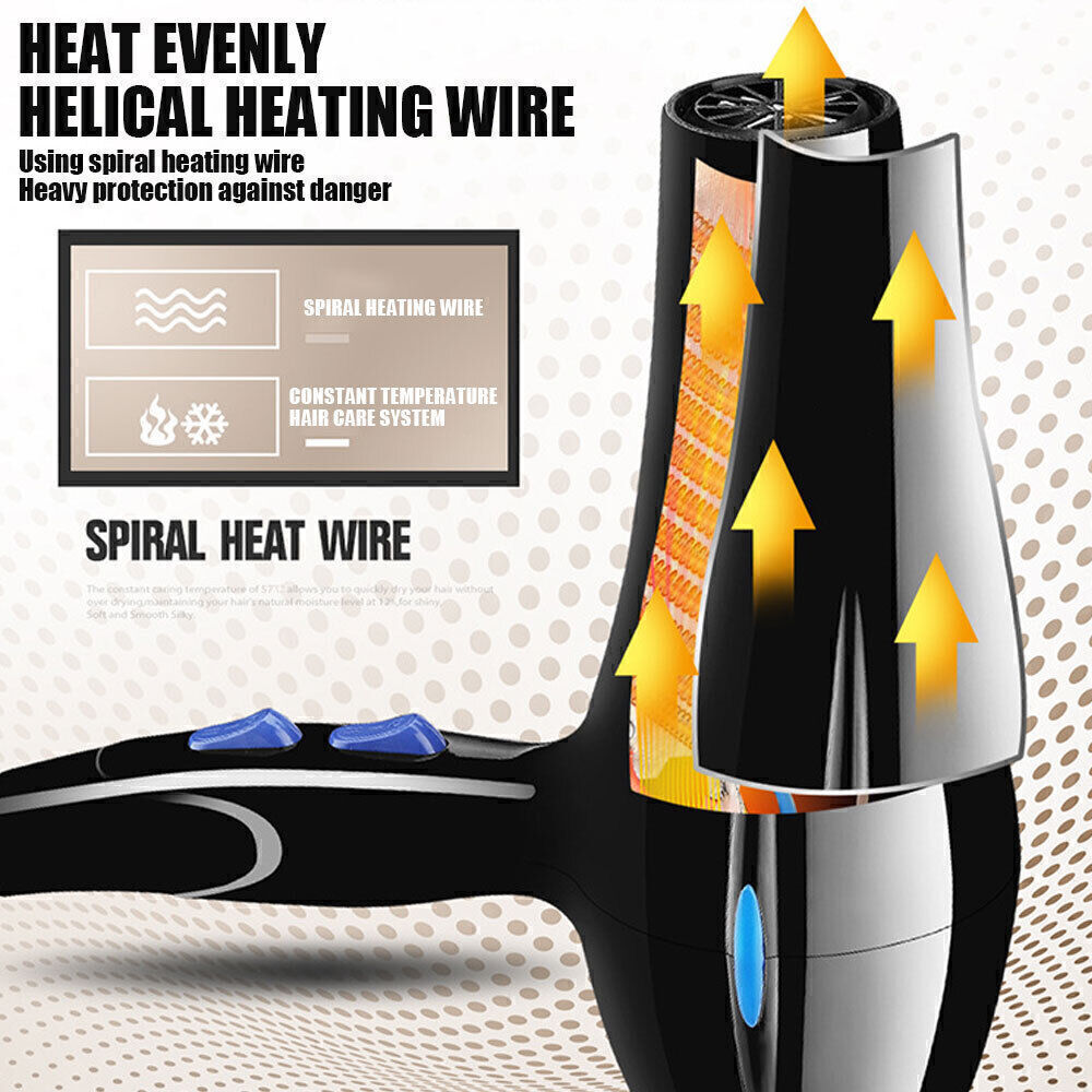 Hair Dryer Nozzle Low Noise 2200w Ionic Blow Dryerwith Diffuser — image 3