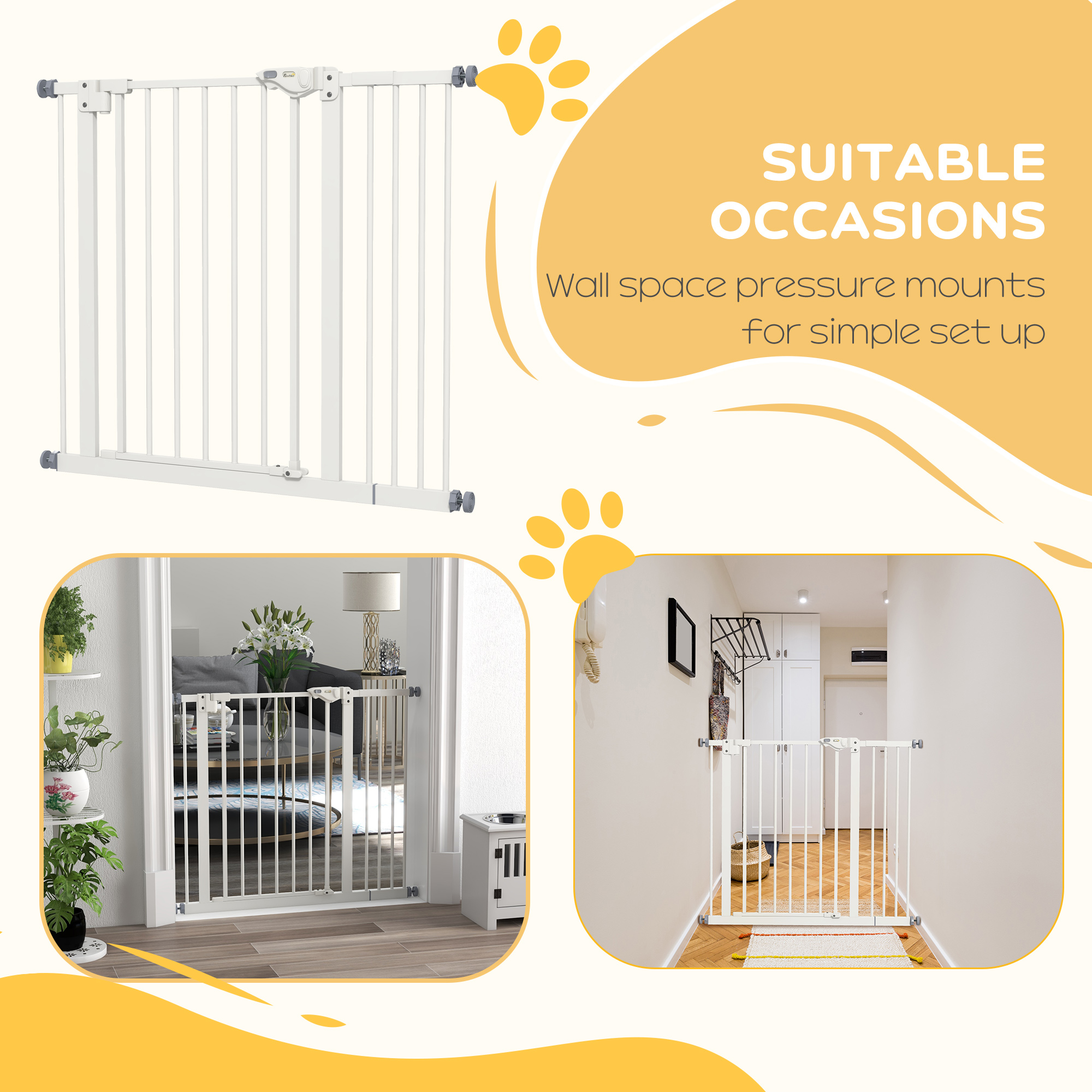 Adjustable Safety Gate W/ One Extensions,Four Screws,White — image 2