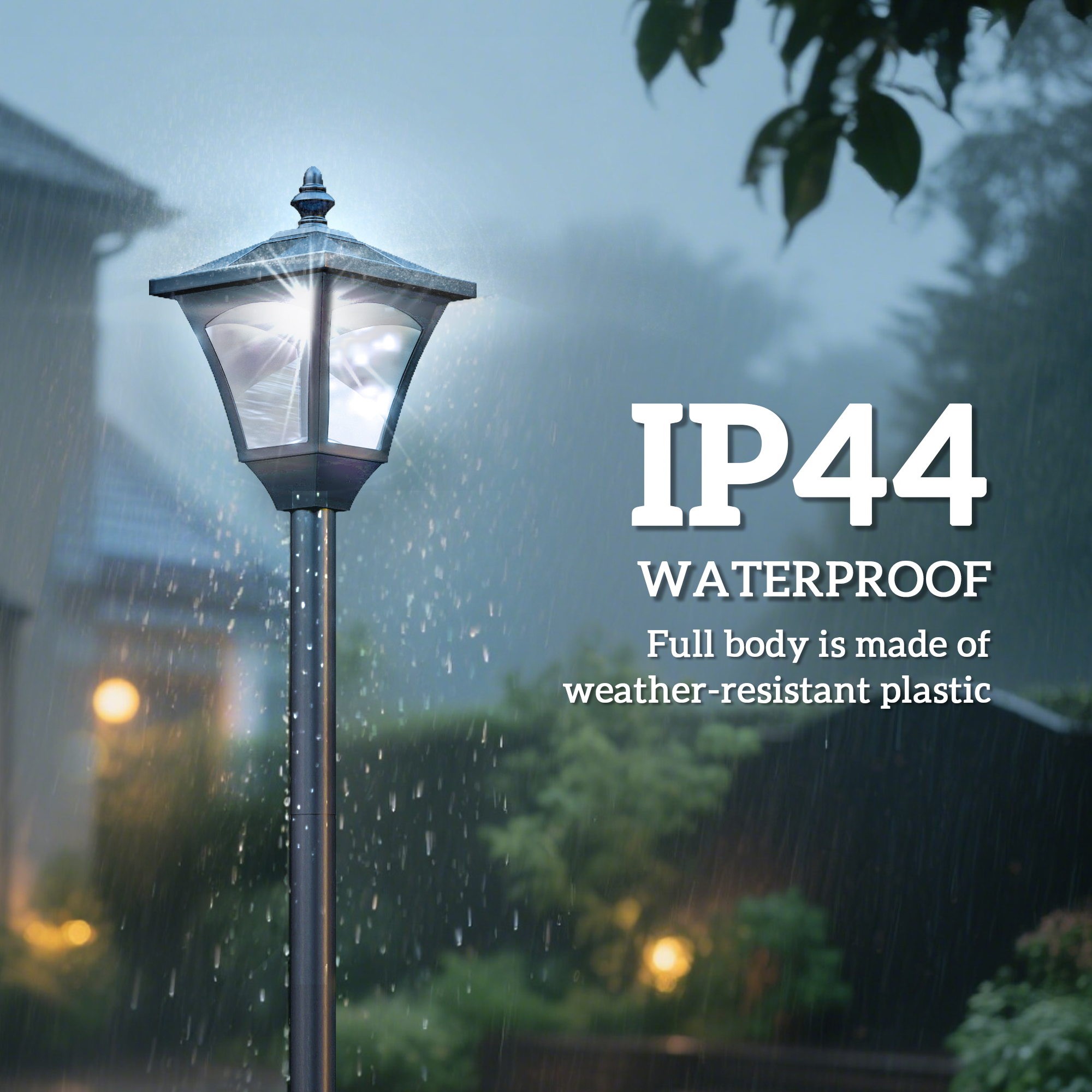 1.2m Solar Powered Outdoor Lamp Post-Black — image 2