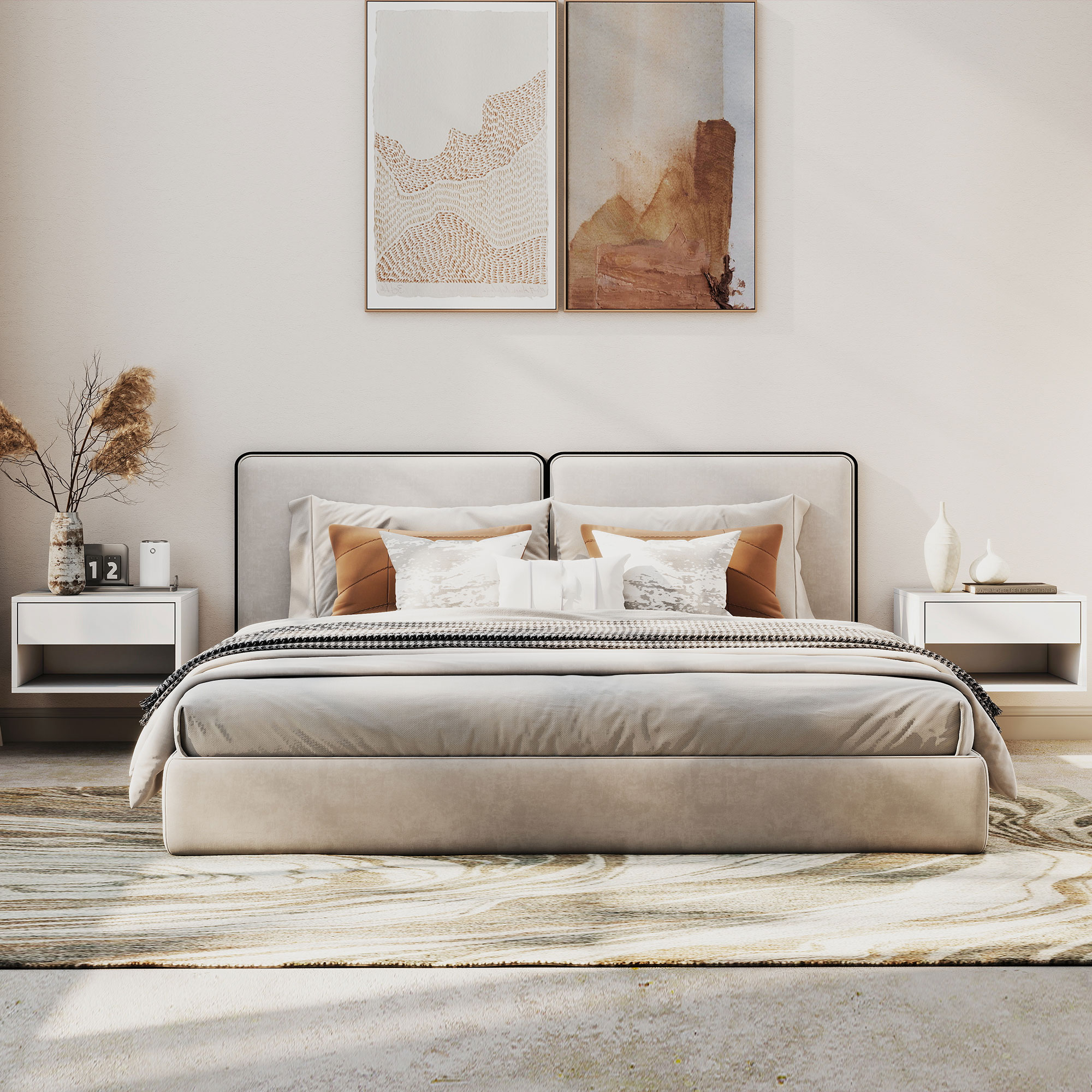 Set Of Two Floating Bedside Tables-White — image 3