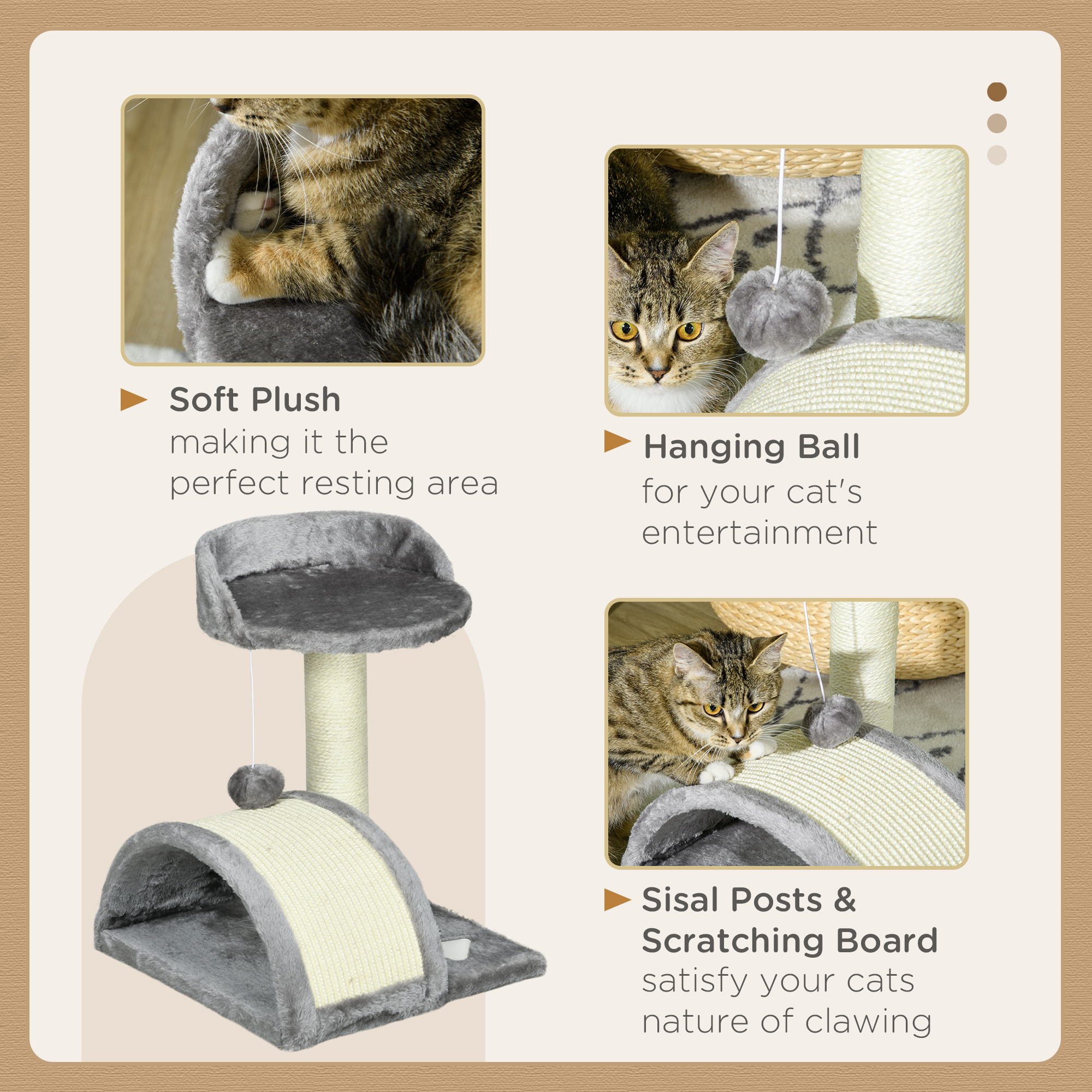 Cat Tree,Kitten Scratcher Activity Centre,with Sisal Scratching Post,Toy — image 5