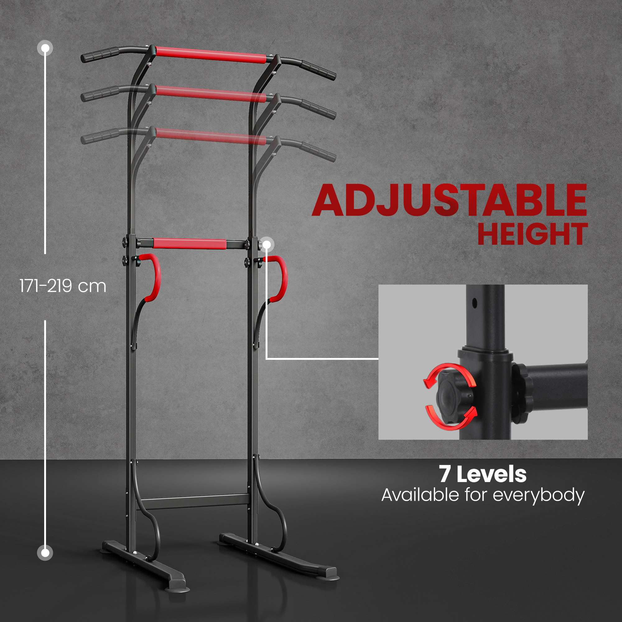 Steel Multi-Use Exercise Power Tower Pull Up Station Adjustable Height W/ Grips — image 5
