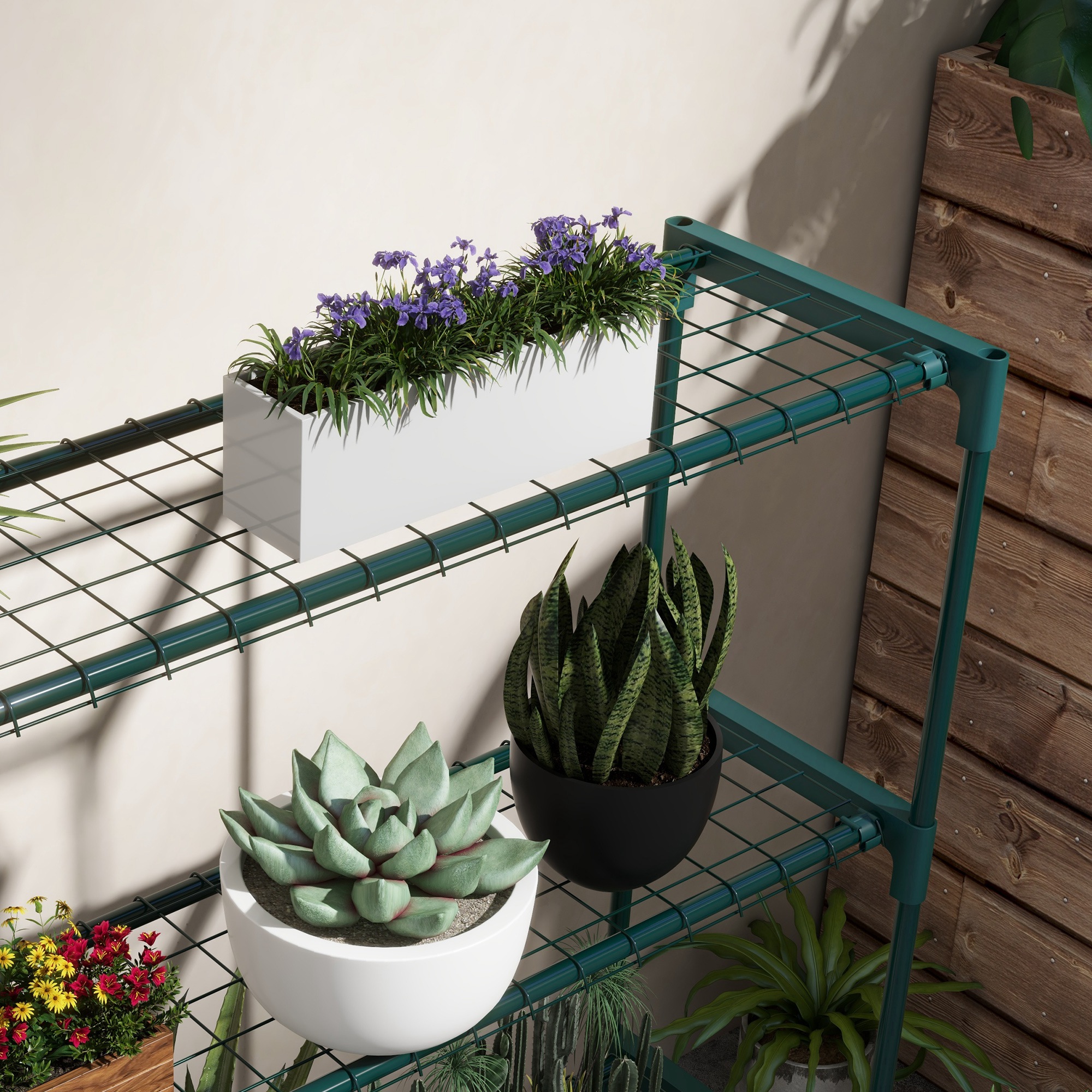 Four-Tier Steel Plant Shelf-Black