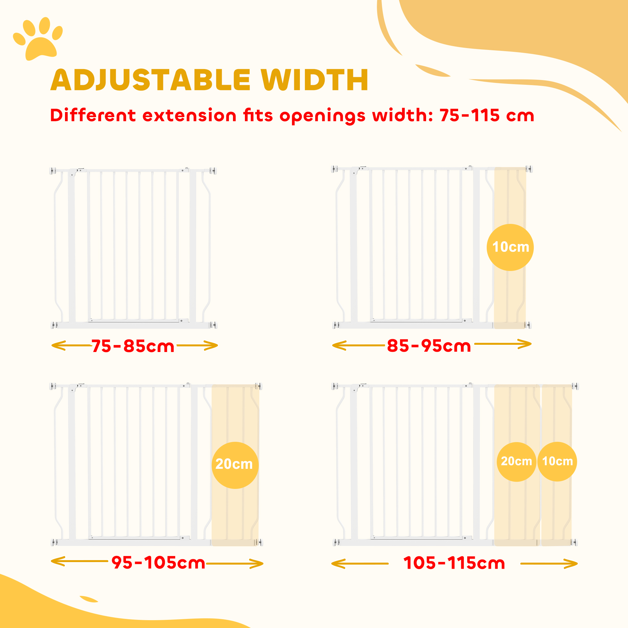 Wide Dog Safety Gate,with Door Pressure,for Doorways,Hallways,Staircases-White detail photo 9