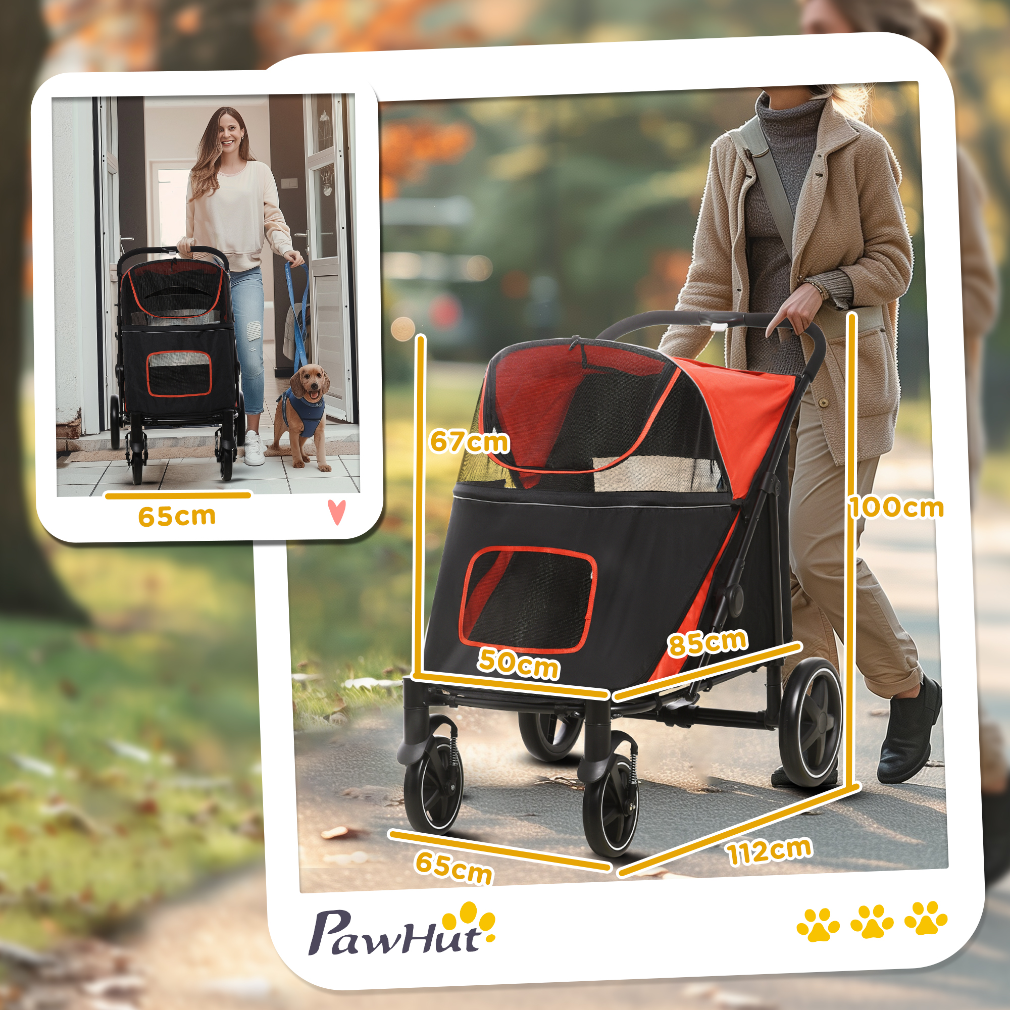 Foldable Pet Stroller With Swivel Wheels And Shock Absorbers, Suitable — image 3