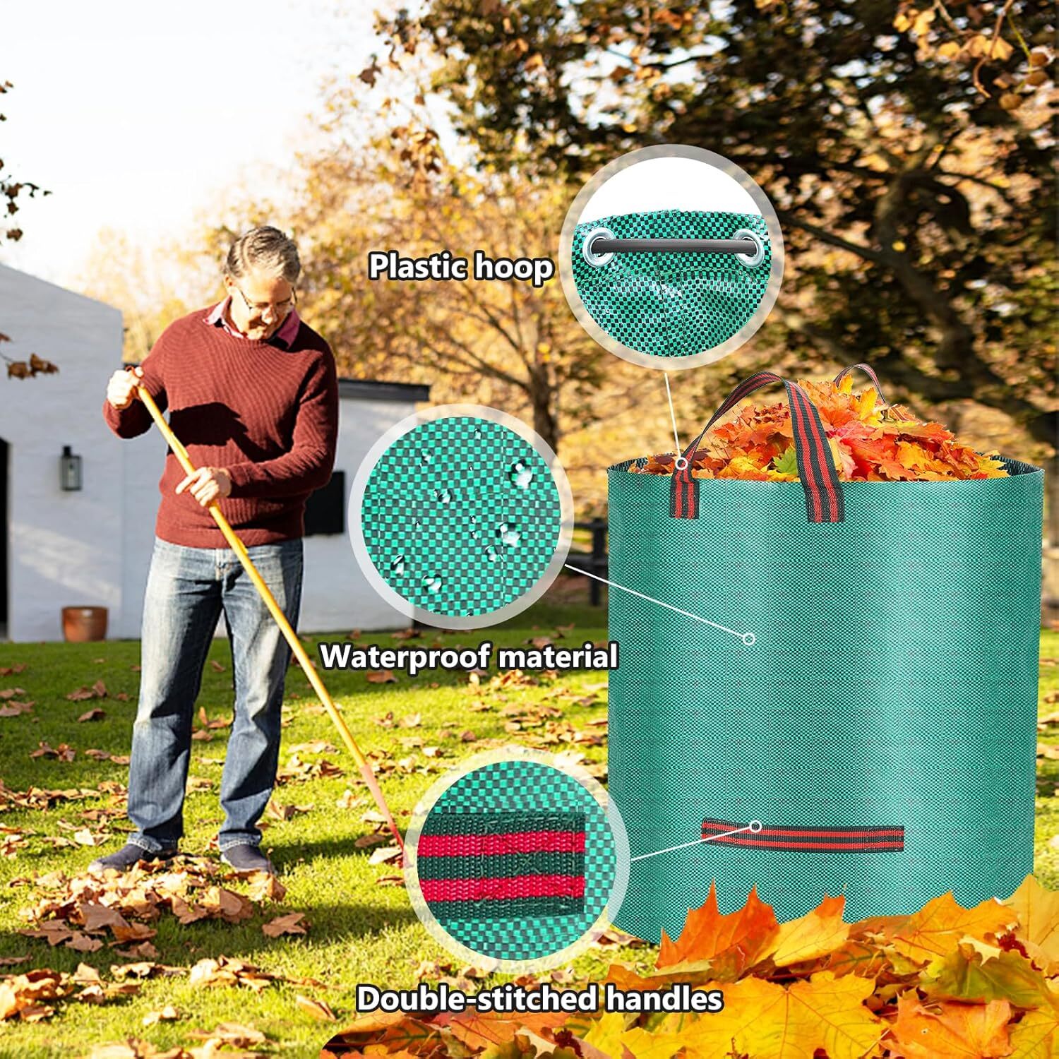 2X 272L Large Garden Waste Bags Refuse Heavy Duty Sacks Grass Leaves Rubbish Bag — image 4