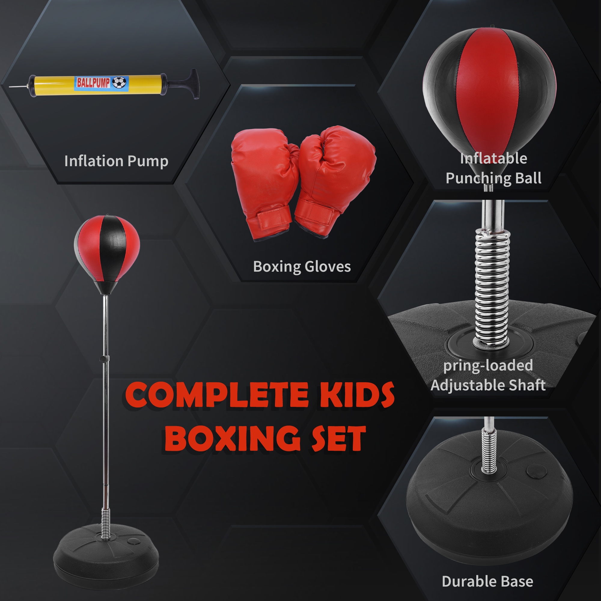 Punching Bag With Stand,126-144 Cm Height Adjustable Boxing Set Free Standing — image 3