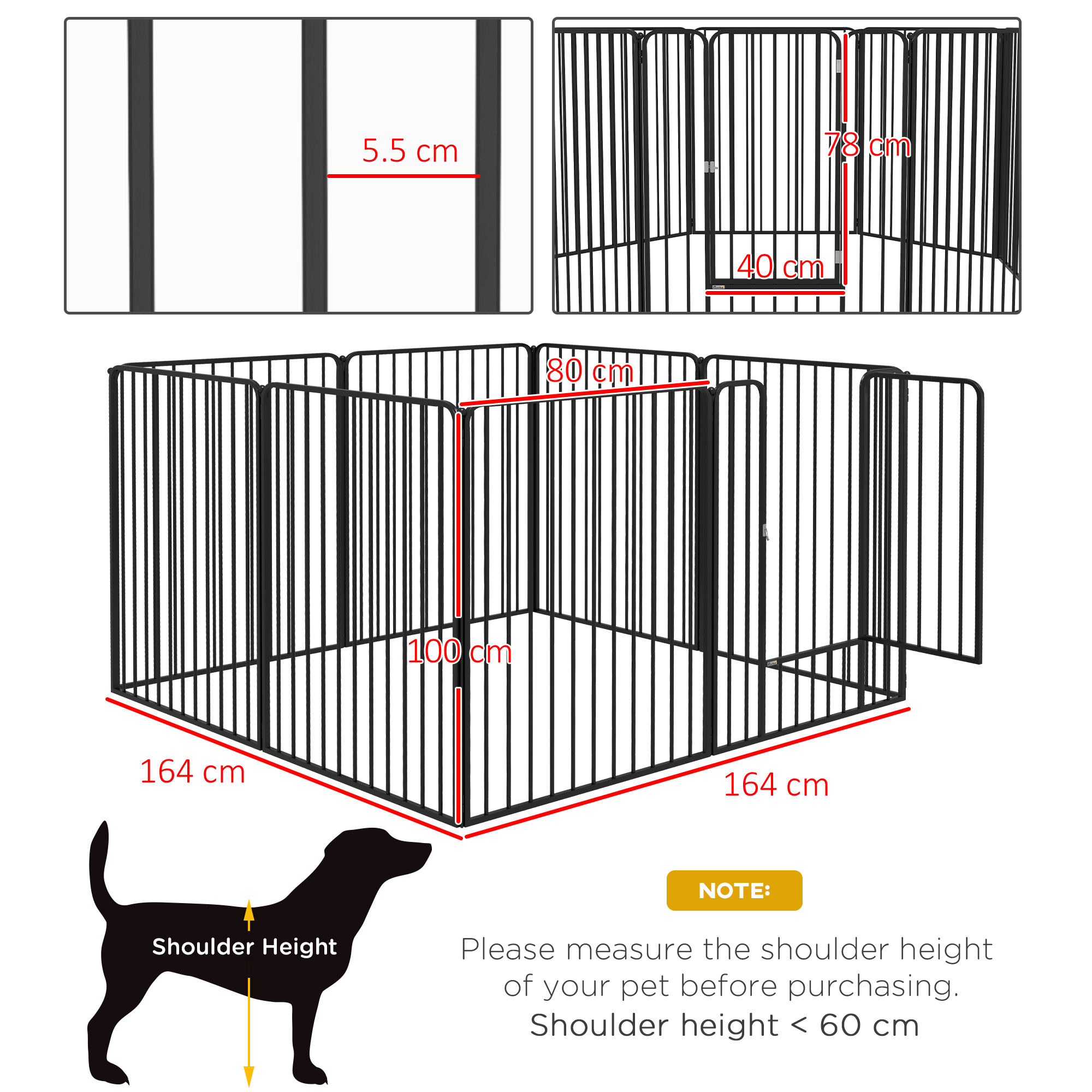 100cm 8 Panels Heavy Duty Dog Pen,Pet Playpen — image 3