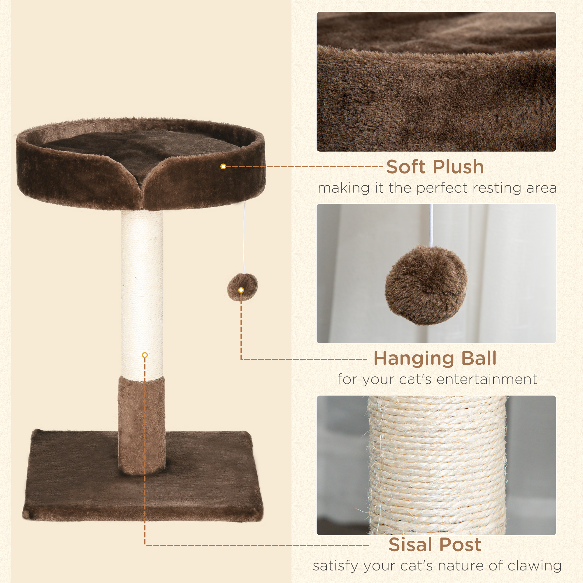 Small Cat Tree For Indoor Cats With Sisal Scratching Post Kitten Bed Cushion — image 4