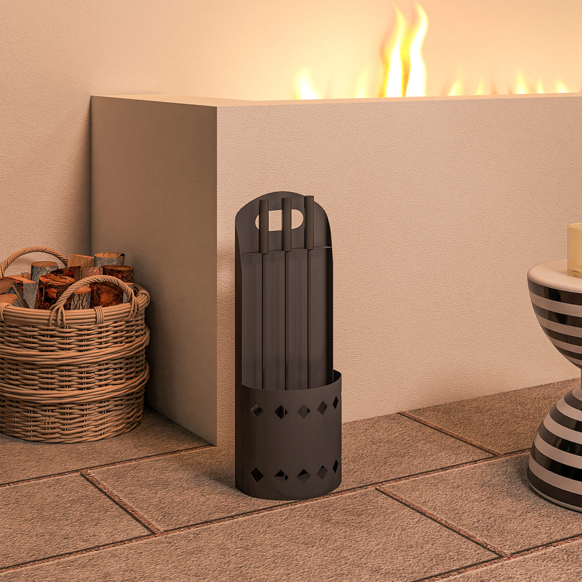 Outsunny 4 pieces fireplace companion set,metal fireplace