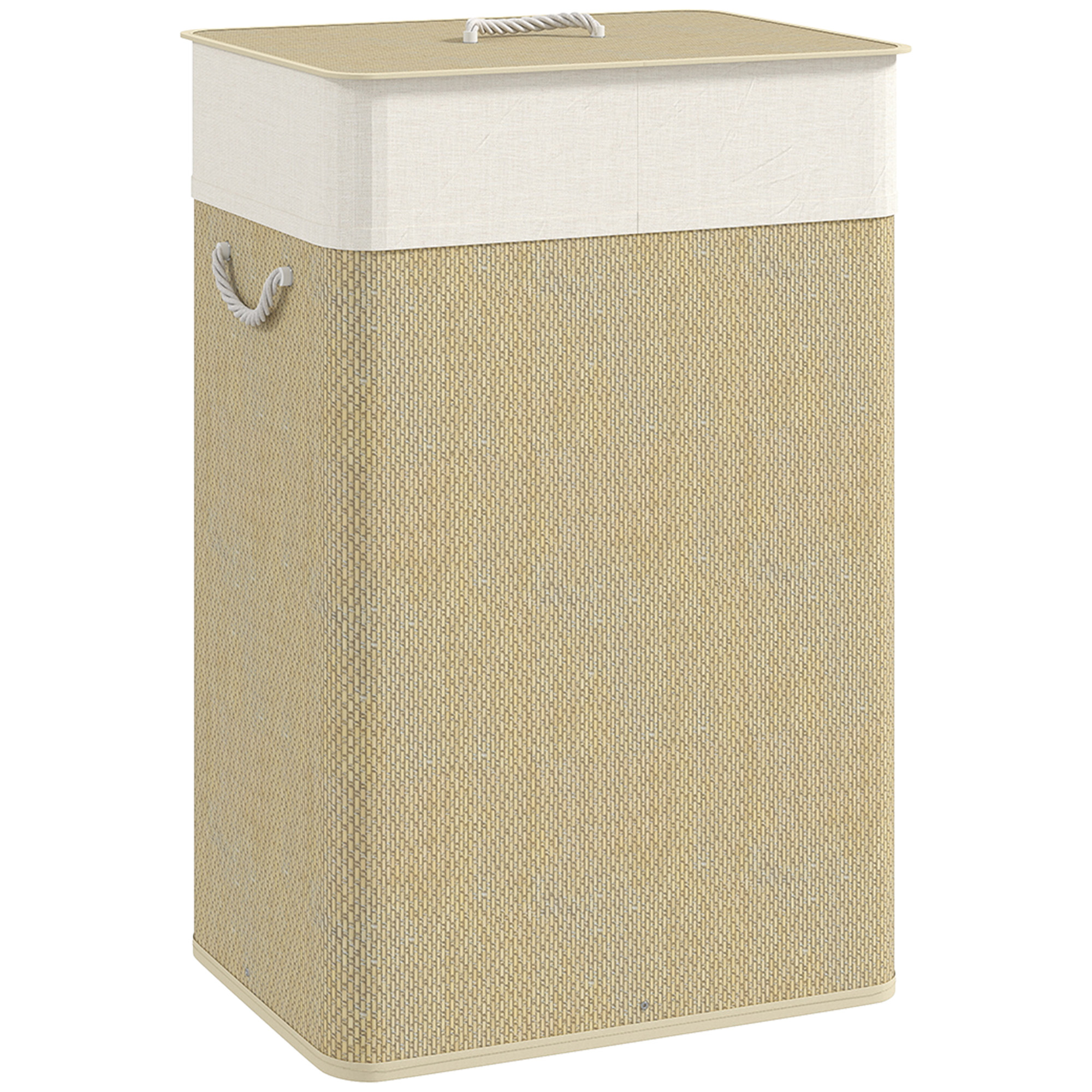 Bamboo Laundry Basket With Lid,72L Hamper Rope Handles,Washing Removable — image 3