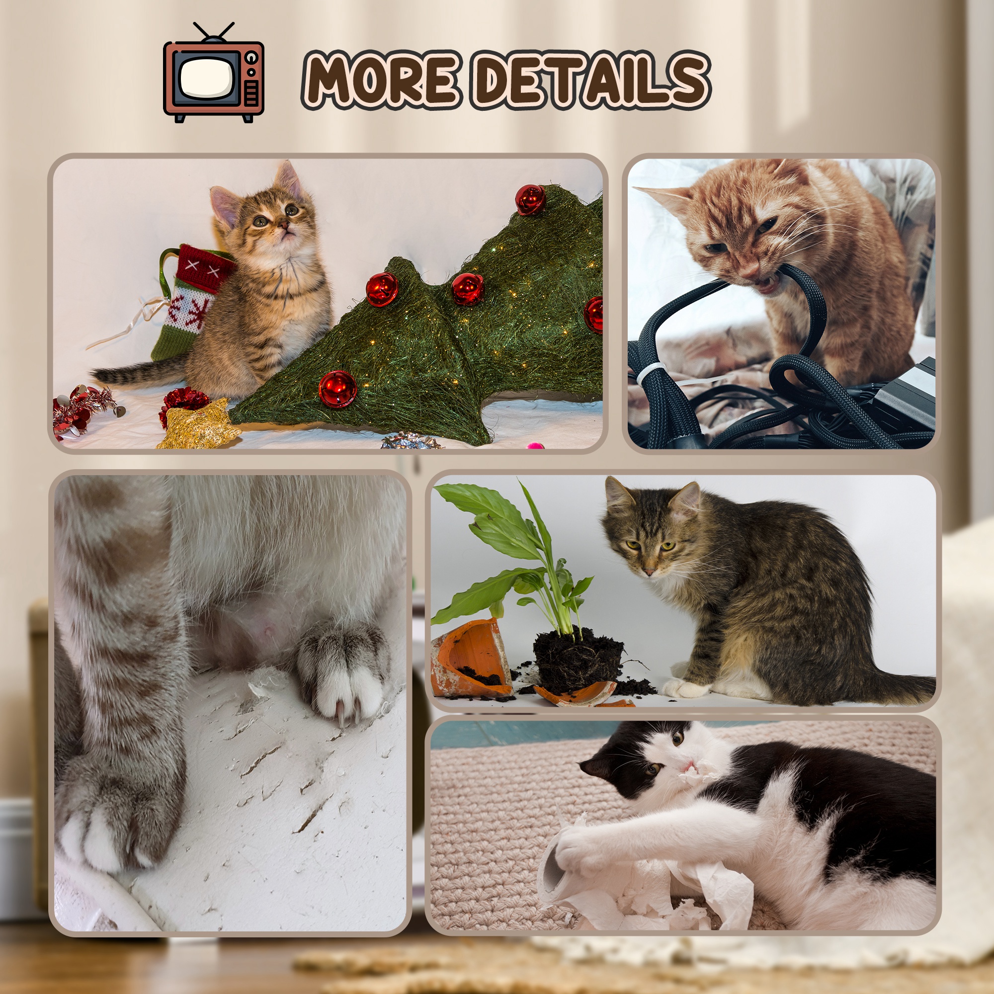 TV-Shaped Scratching Board With Scratcher,Catnip,Toy Rat,Cat Scratcher — image 4