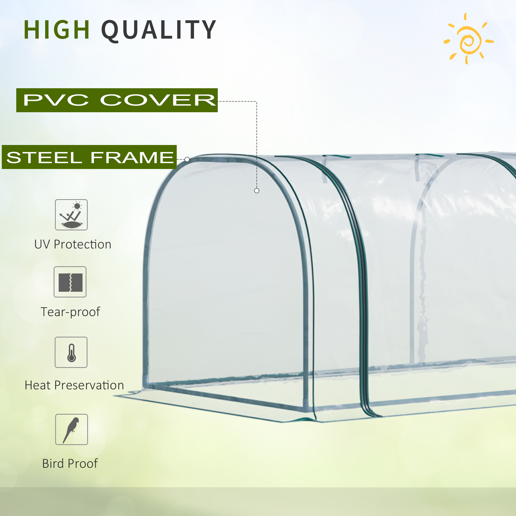 350 X 100 Cm Low Tunnel Greenhouse-Clear — image 2