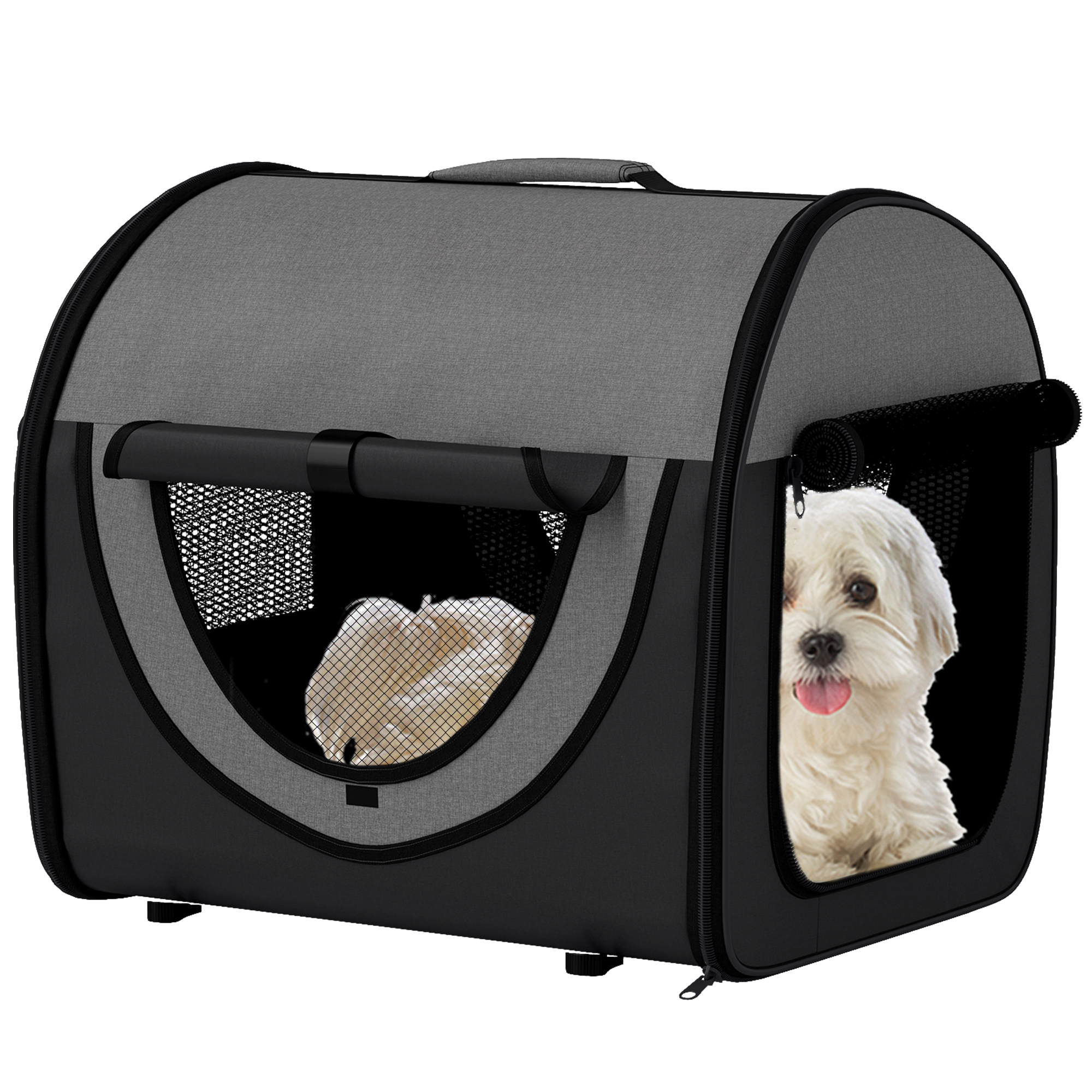 Folding Fabric Soft Pet Crate,46Lx36Wx41H Cm-Black — image 2
