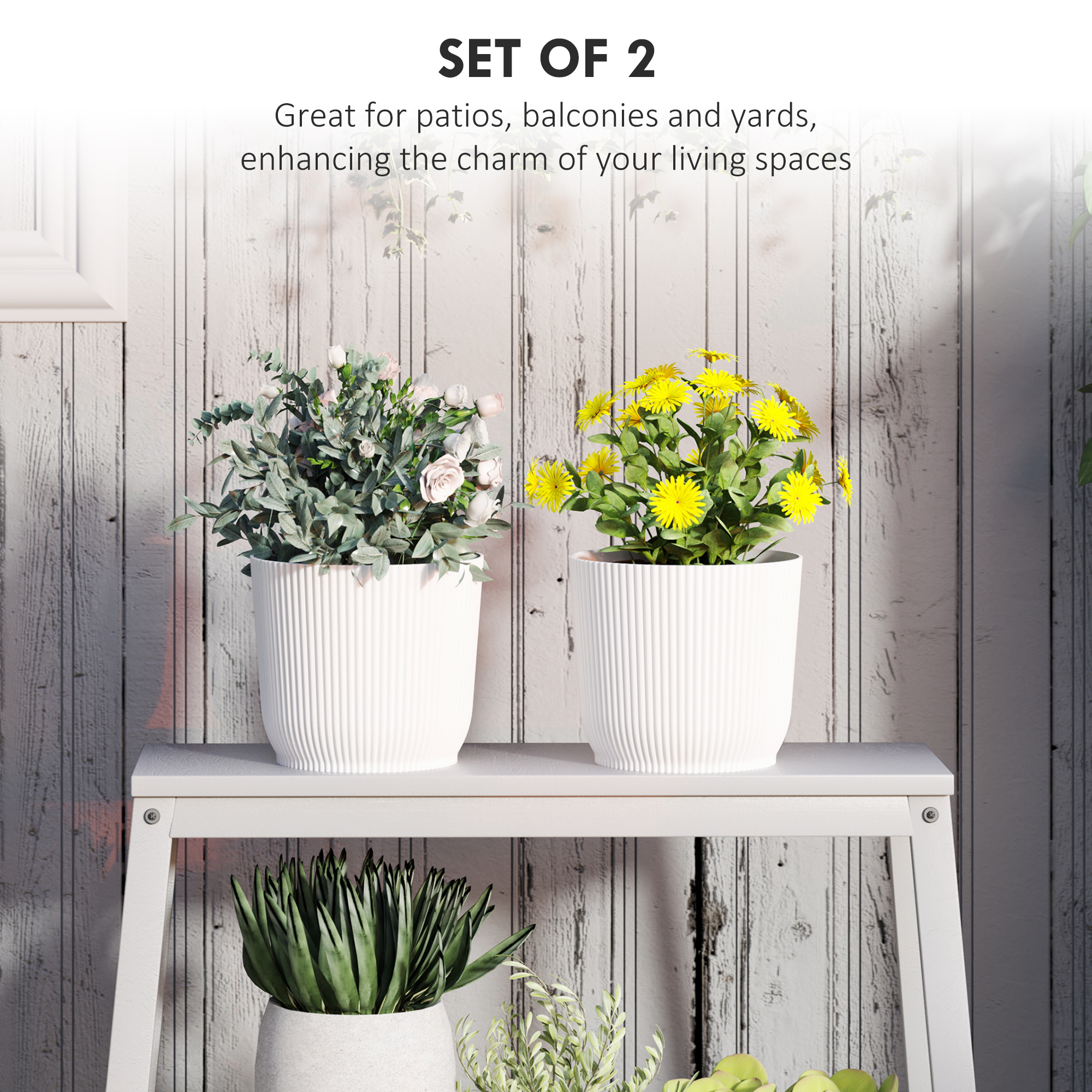 Set Of Two Ф22cm Planters-White — image 5
