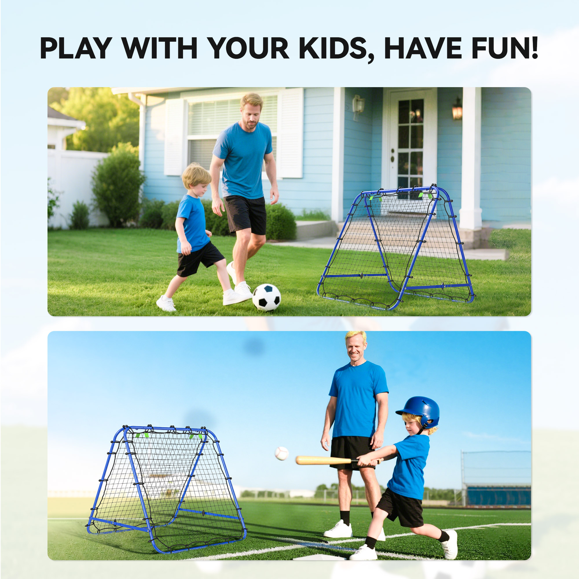 Double Sided Football Rebounder Net,Football Rebound Goal With Five Adjustable — image 2