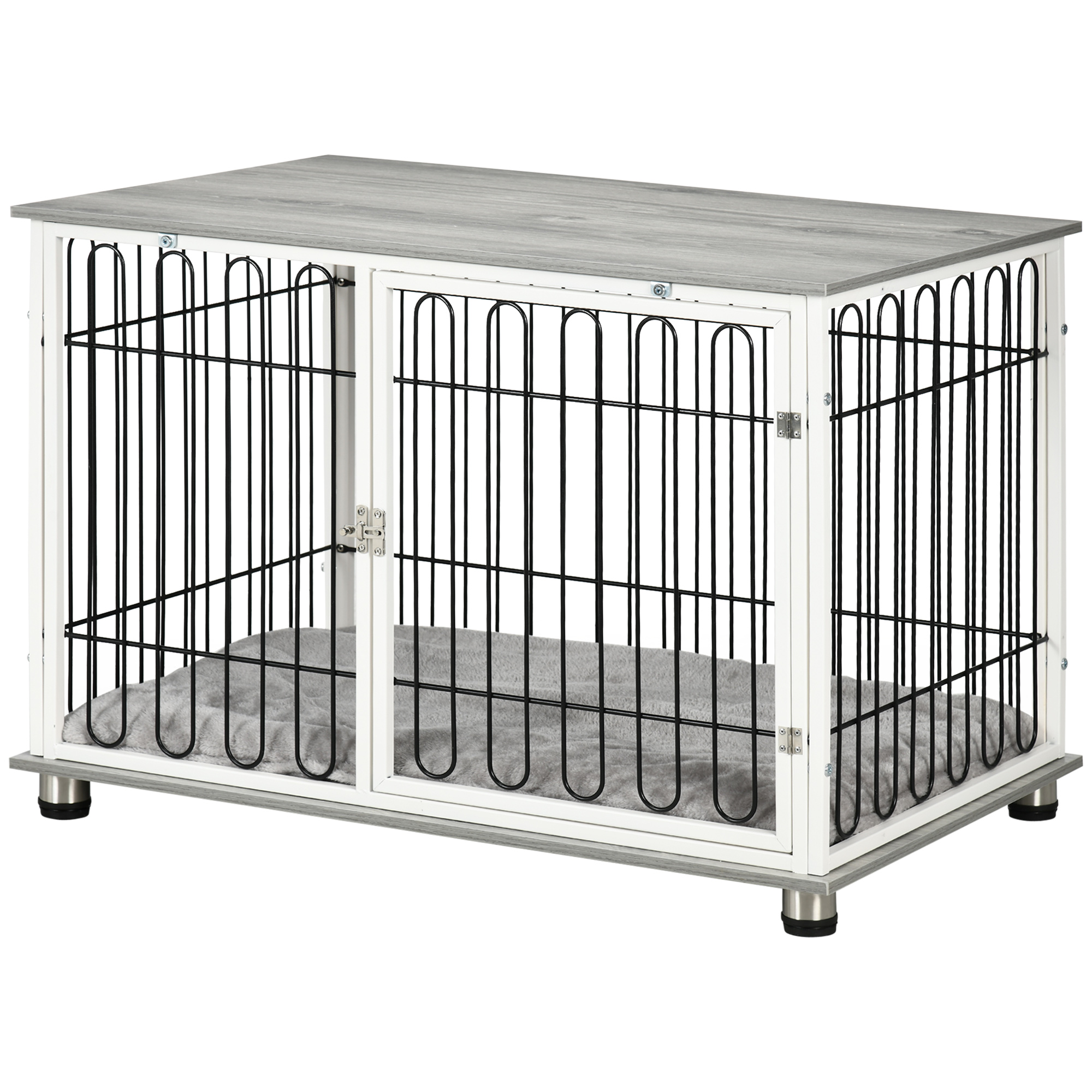 Indoor Dog Crate Furniture,Side End Table,with Soft Washable Cushion,Lockable — image 3