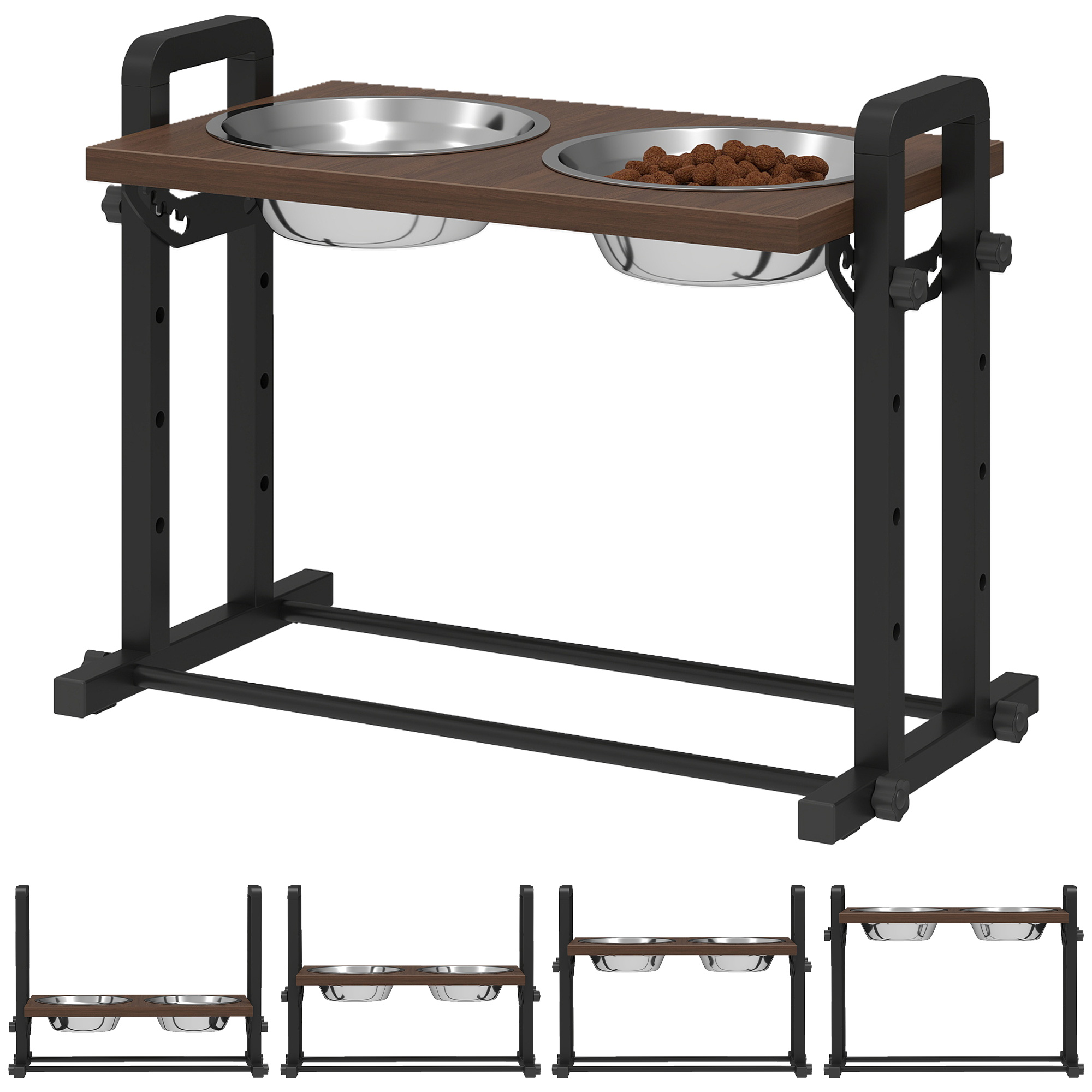 Raised Dog Bowls With Stand,4 Heights Adjustable Pet Feeder With 3 Adjustable Angles For Small,Medium & Large Breeds,Brown detail photo 12