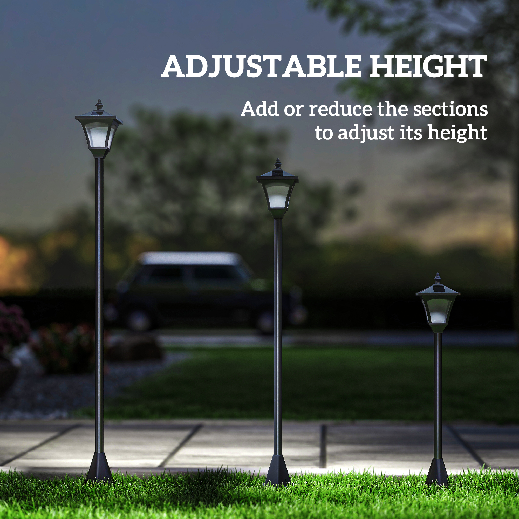 1.2m Solar Powered Outdoor Lamp Post-Black — image 3