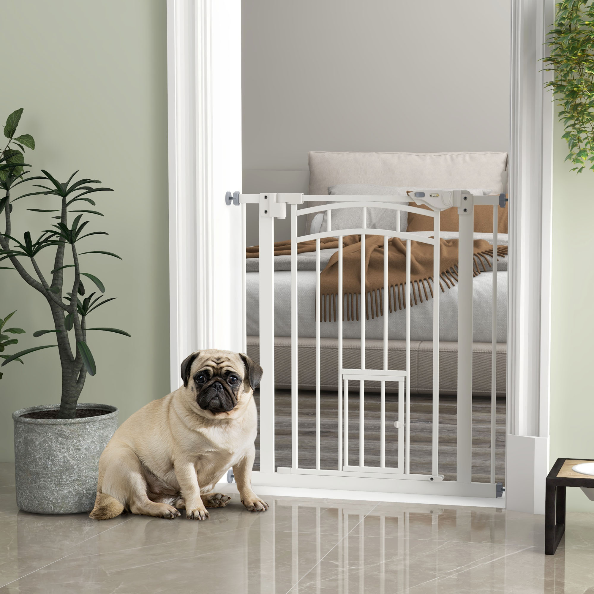 Pressure Fit Stair Gate,Dog Gate W/ Small Cat Door,Auto Closing System,Double — image 3