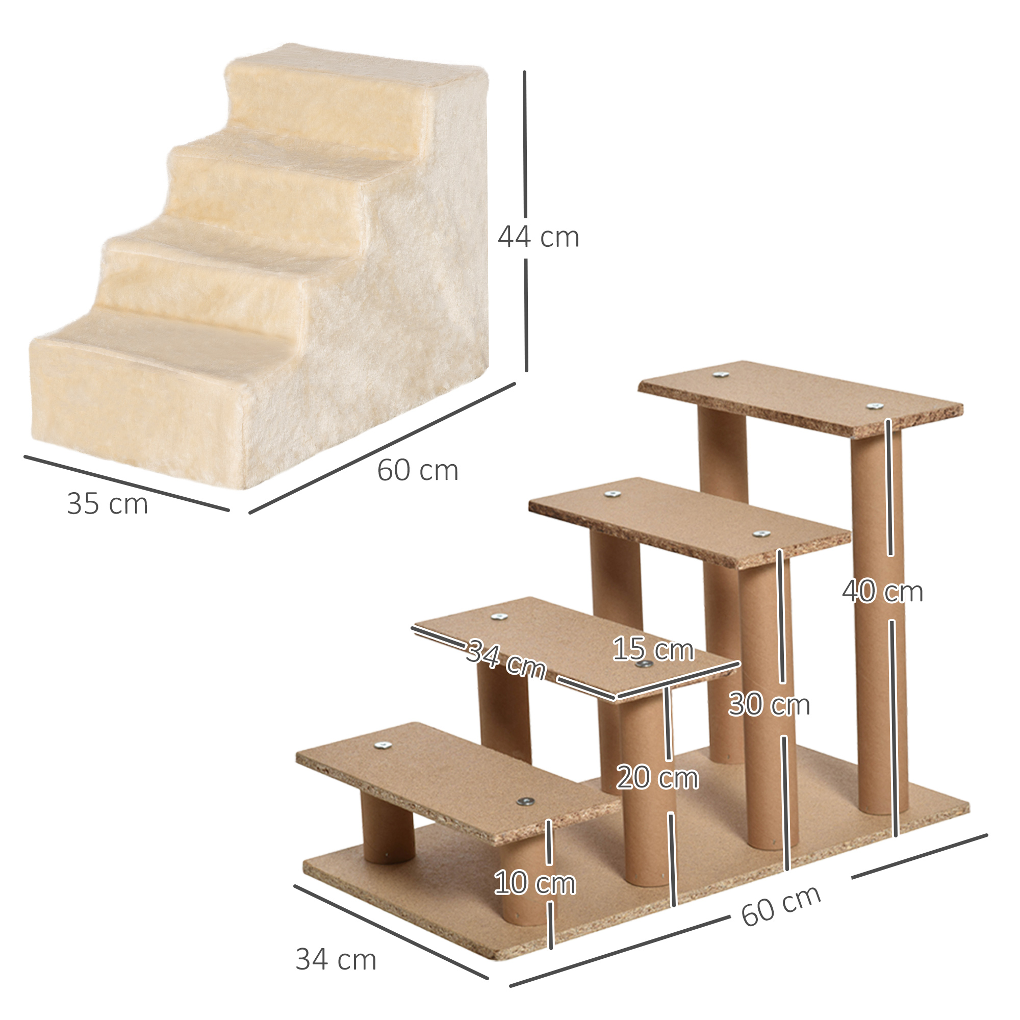 Four-Step Dog Stairs,with Washable Plush Cover,for High Bed Sofa,Dog Stairs For Small Dog And Cat-Beige detail photo 8