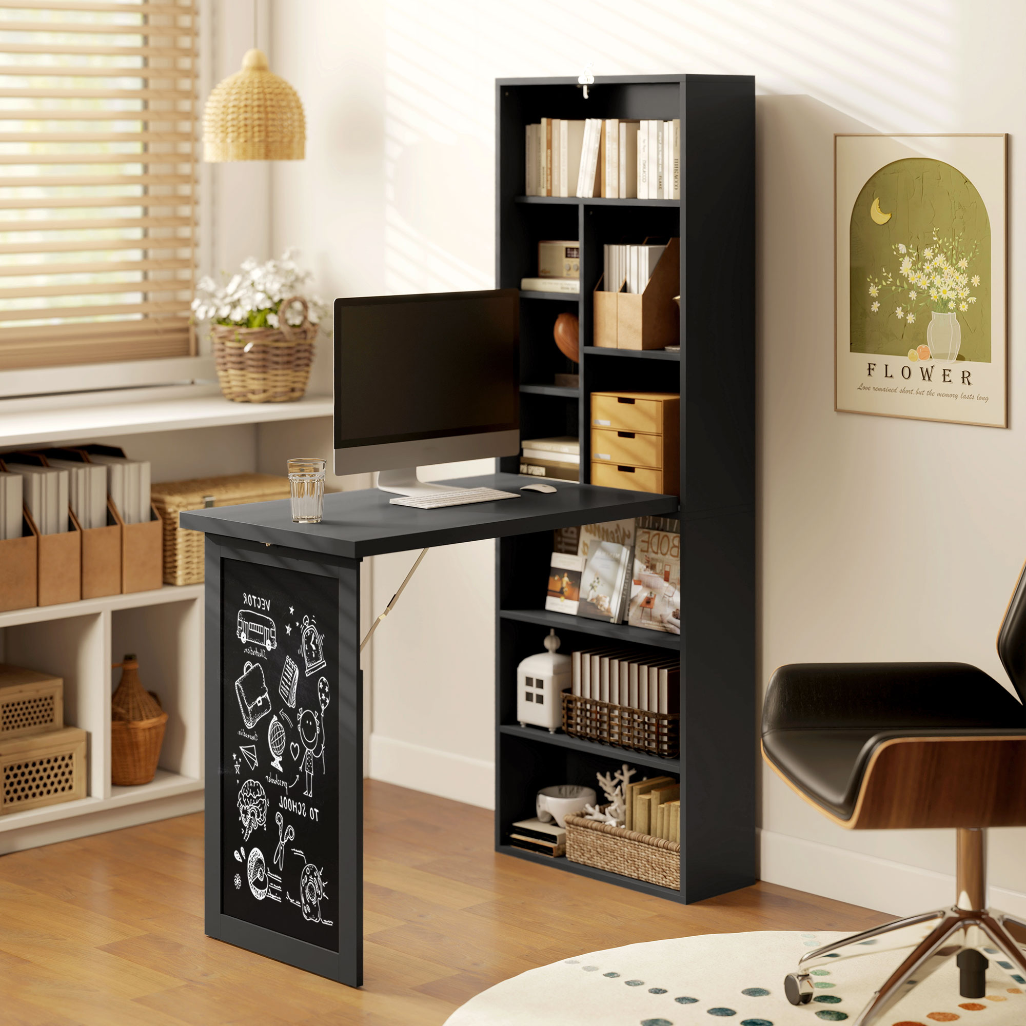 Three Stage Workbench With Storage Space And Writing Board - Black — image 3