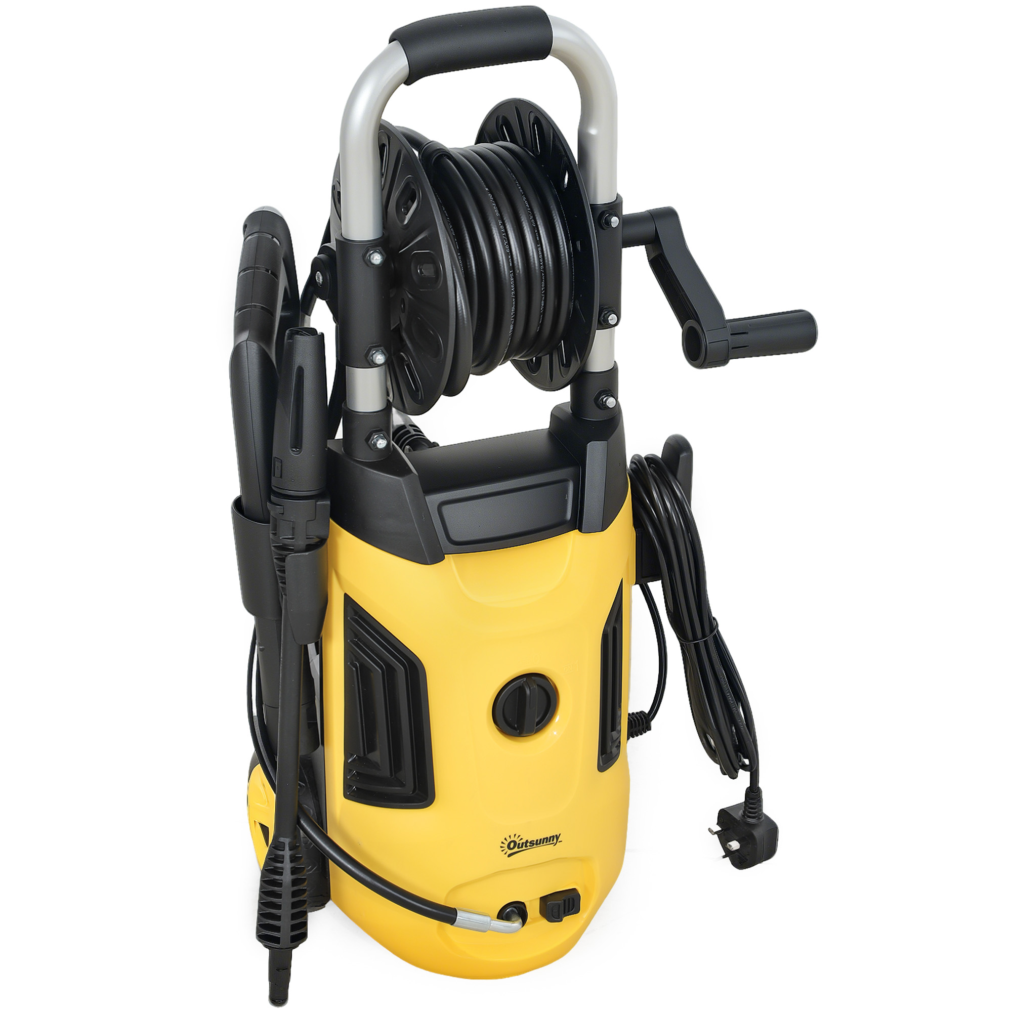 1800 Watt High-pressure Cleaning Machine, 150 Bar Pressure, 420 Liters-hour Flow Rate, Portable High-pressure Cleaning Machine With Adjustable Nozzle, 6-meter Hose, Hose Reel And Steel Handle — 1