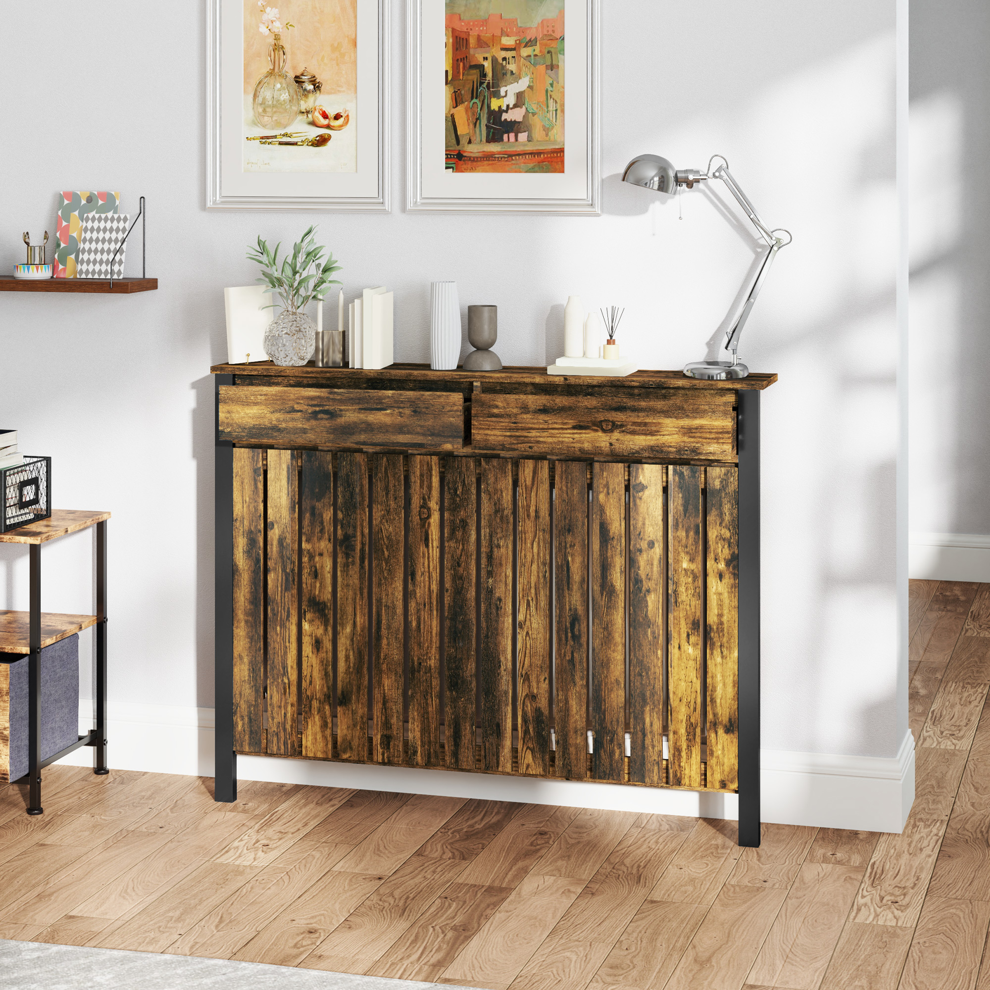 93 X 119 Cm Vintage Style Radiator Cover - Brow — image 5