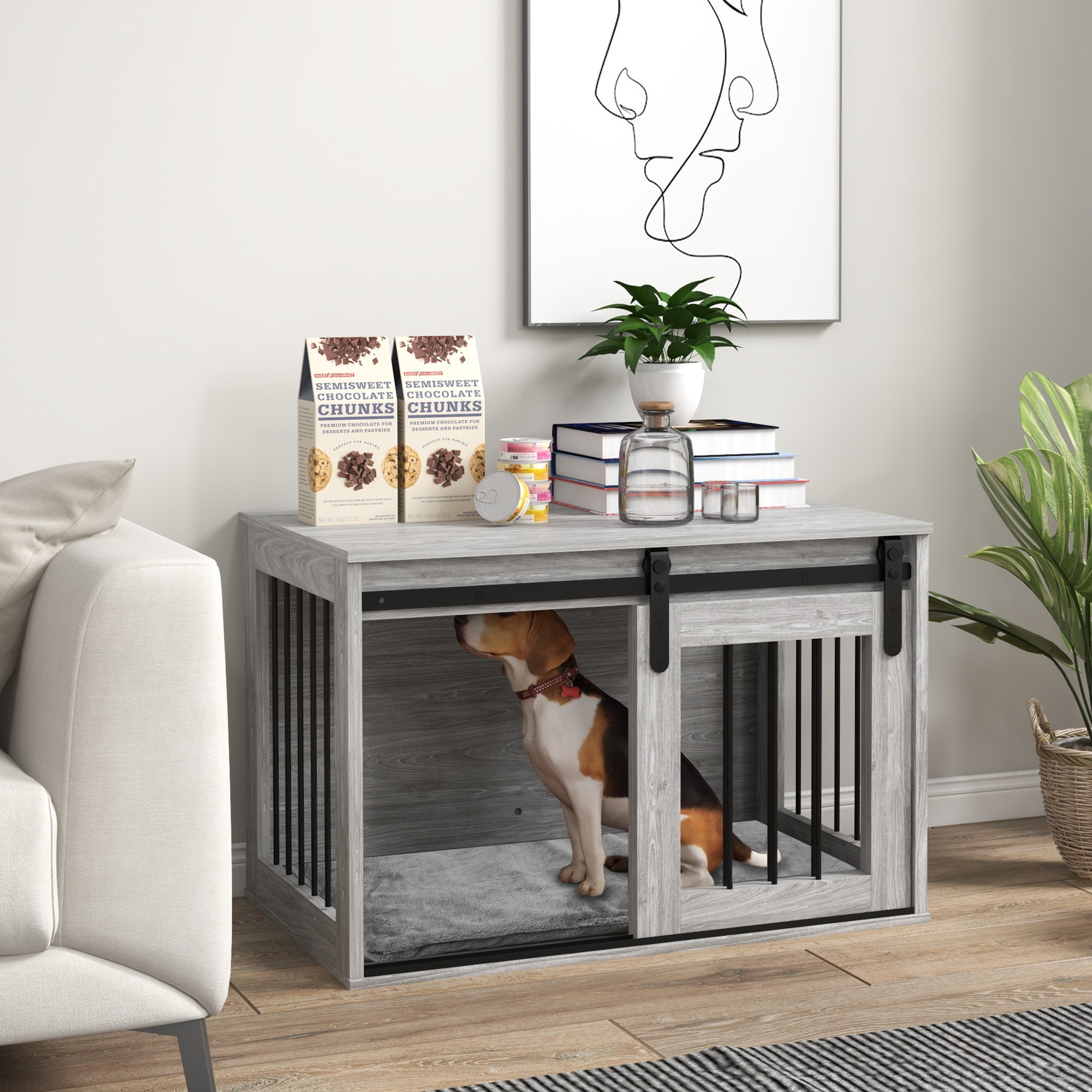 Large Dog Cage Furniture With Detachable Cushions Measuring 98cm detail photo 20