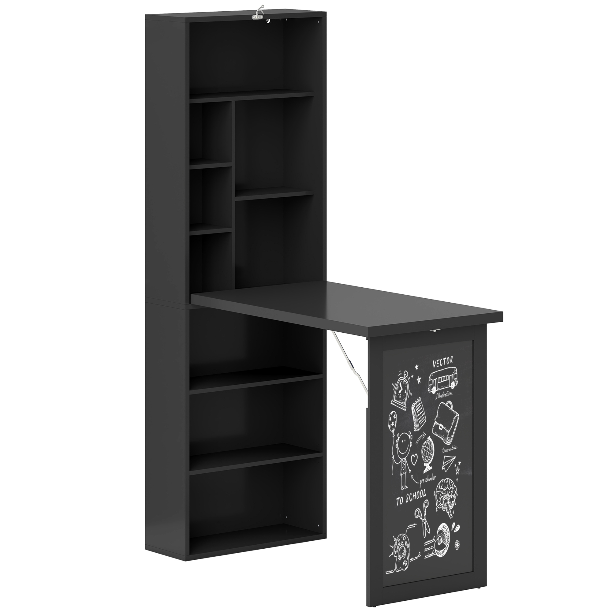 Three Stage Workbench With Storage Space And Writing Board - Black