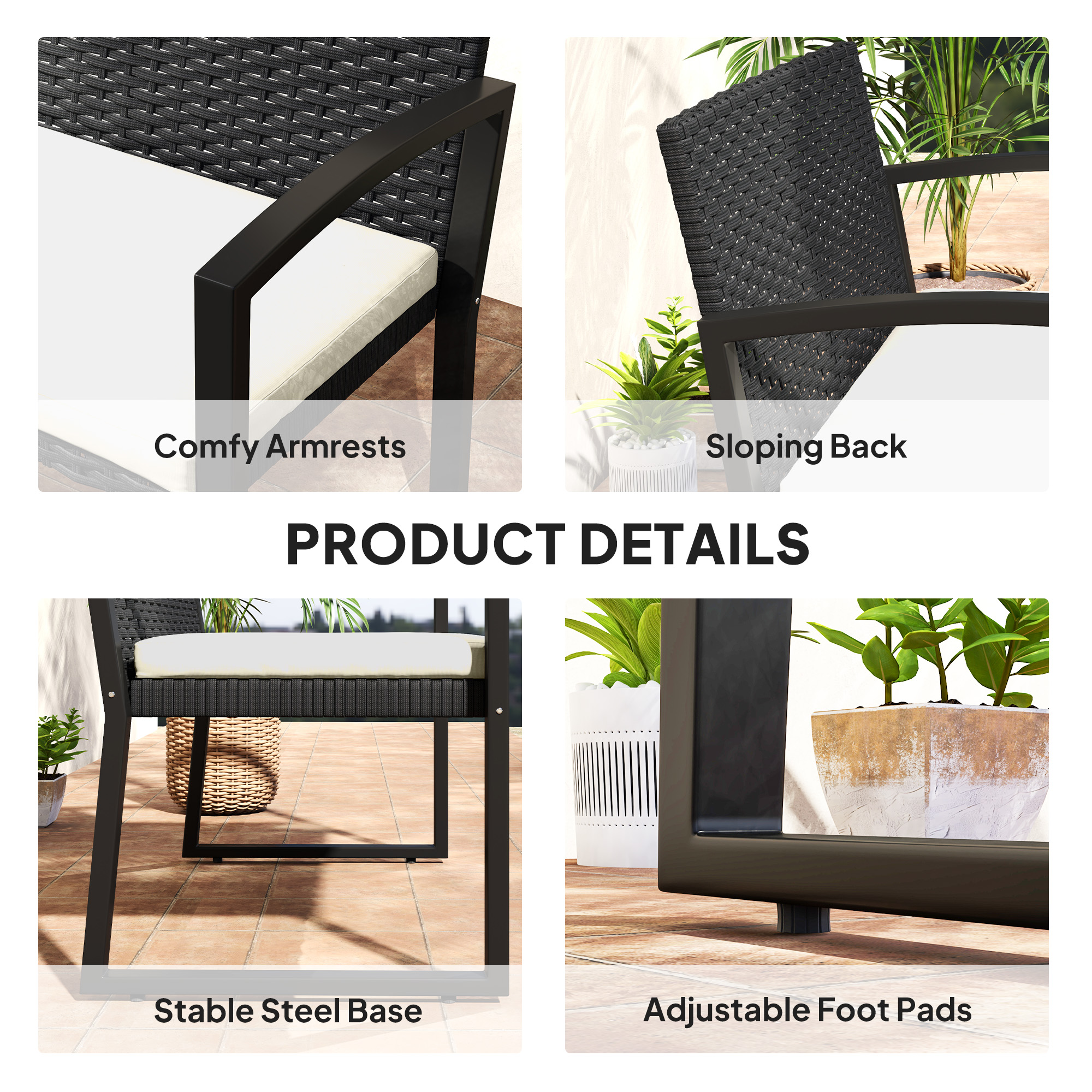 Double rattan garden bench