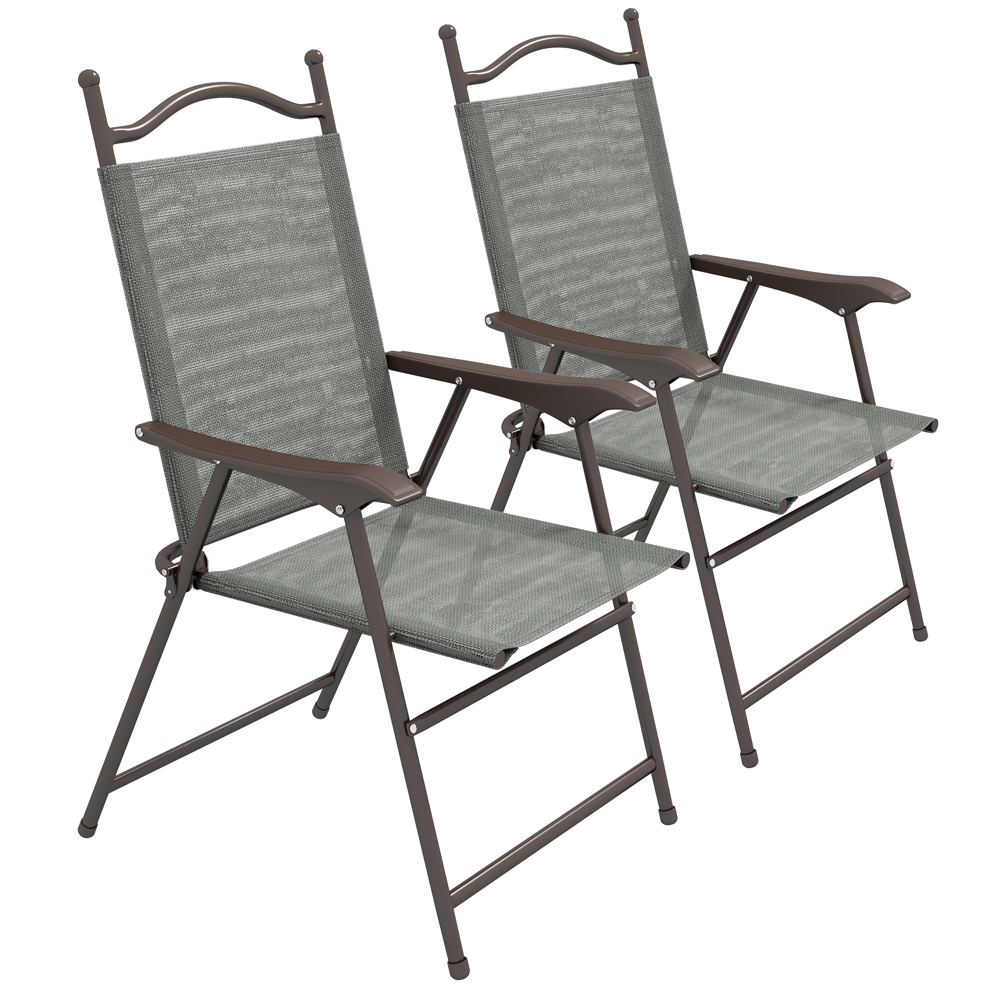 Two Foldable Garden Chair Sets, Mesh Seats-Dark Gray — image 5