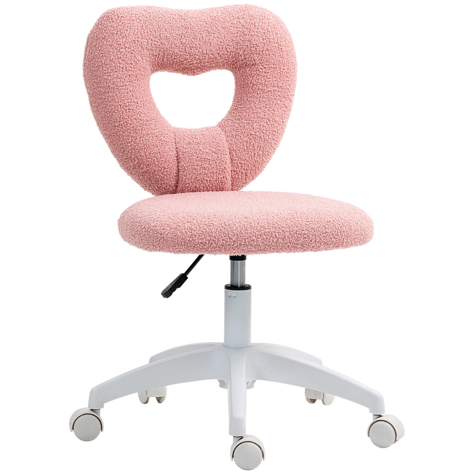 Armless Heart-shaped Computer Desk And Chair, Teddy Velvet Rotating Office — image 9