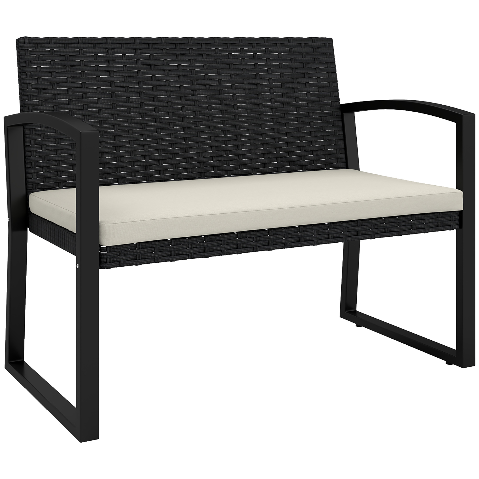 Double rattan garden bench