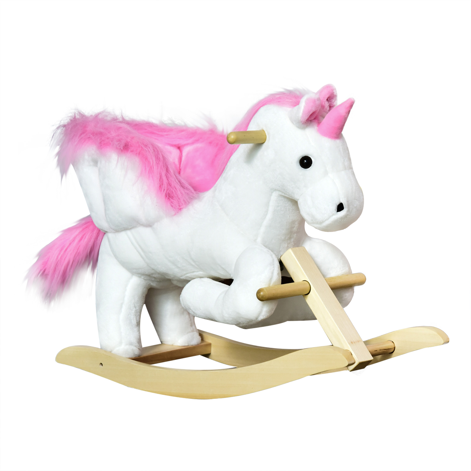 Children's Rocking Horse Unicorn Wooden Plush Riding Chair Toy With Music — image 10