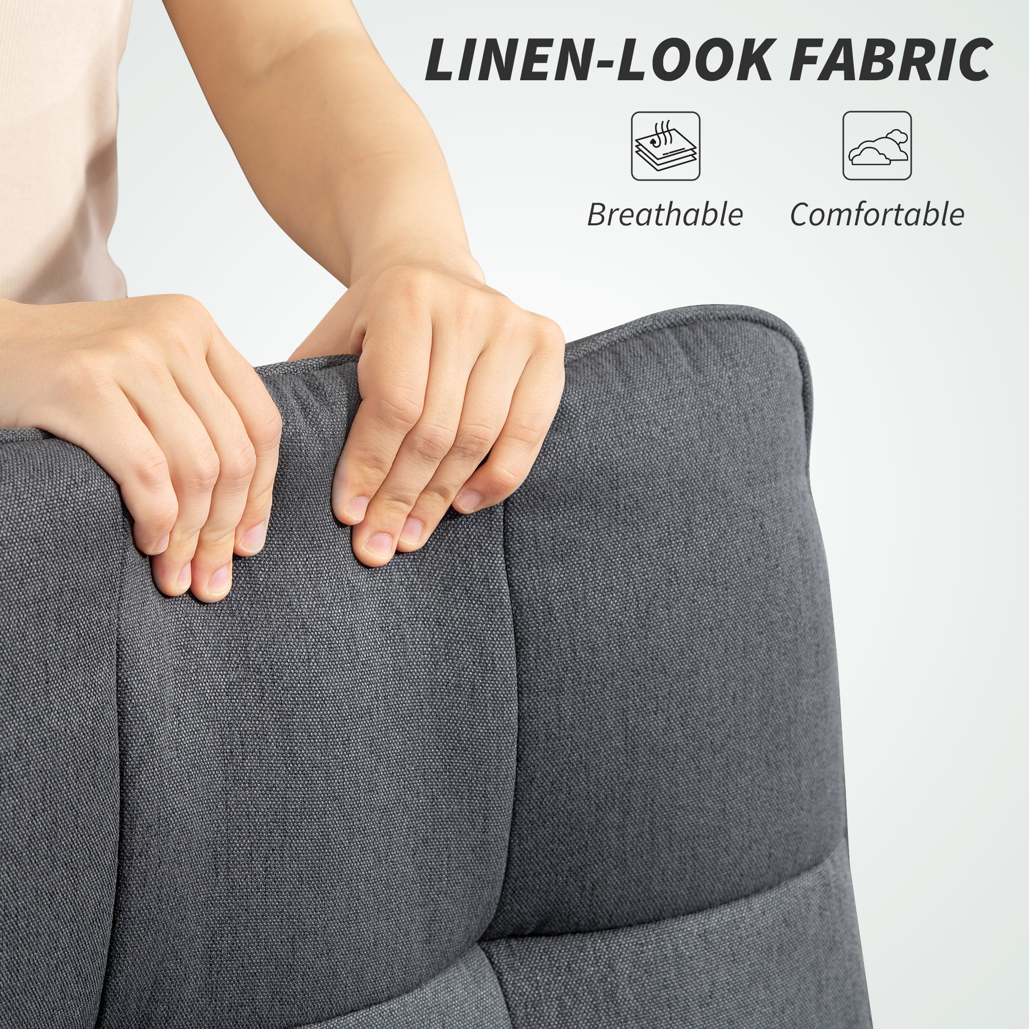 Double Layer Soft Cushion Linen Texture Office Chair — image 8