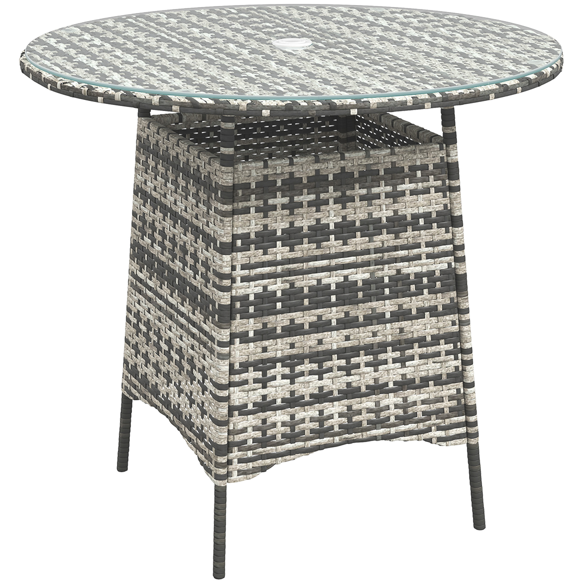 Vine Woven Garden Table, Outdoor Furniture Coffee With Umbrella Hole — image 3