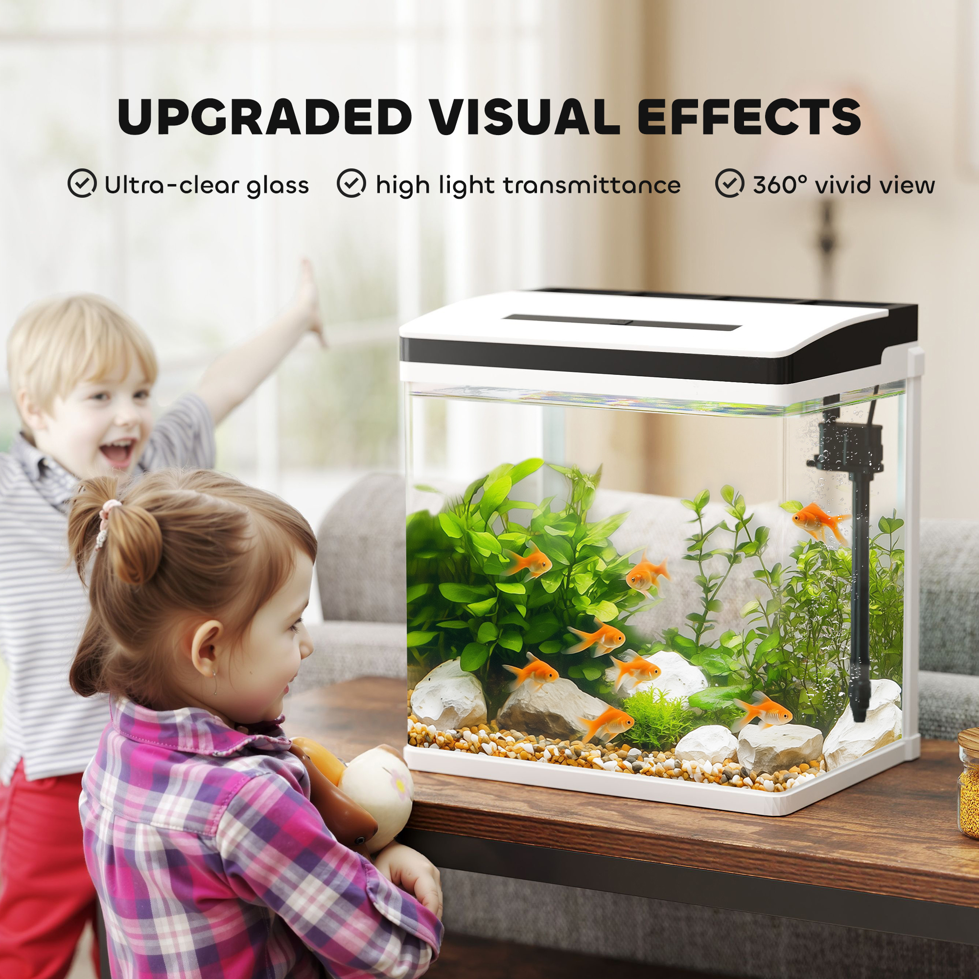 13 Liter Glass Fish Tank With Filter And LED Light,