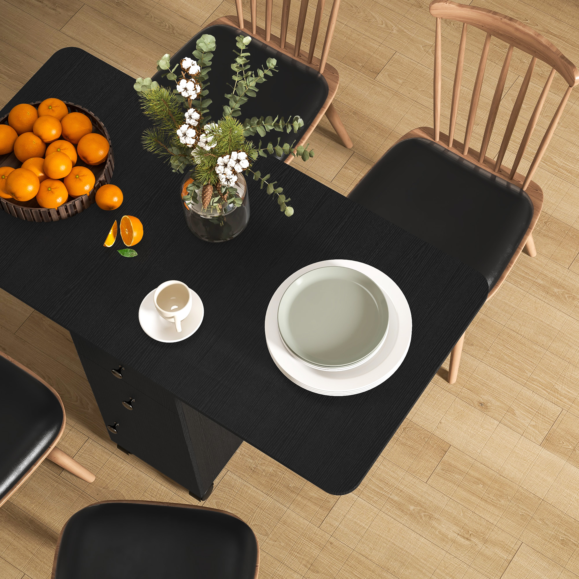 Storage Six Person Folding Dining Table - Vintage Black — image 3