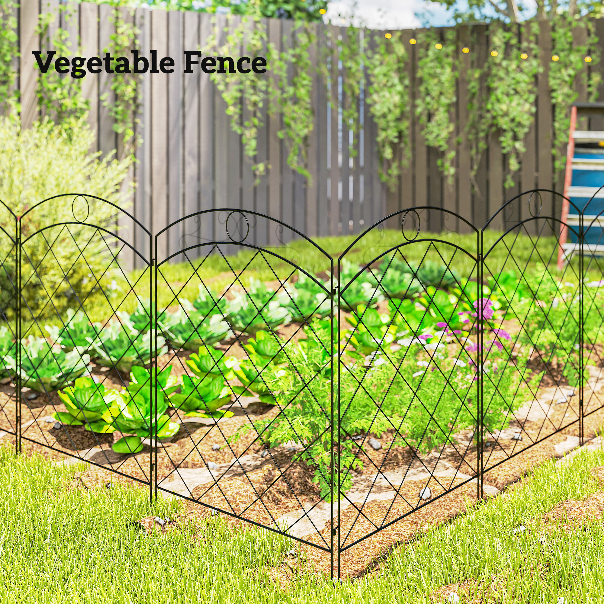 Steel Decorative Outdoor Pole Fence Board Set 4-piece Set