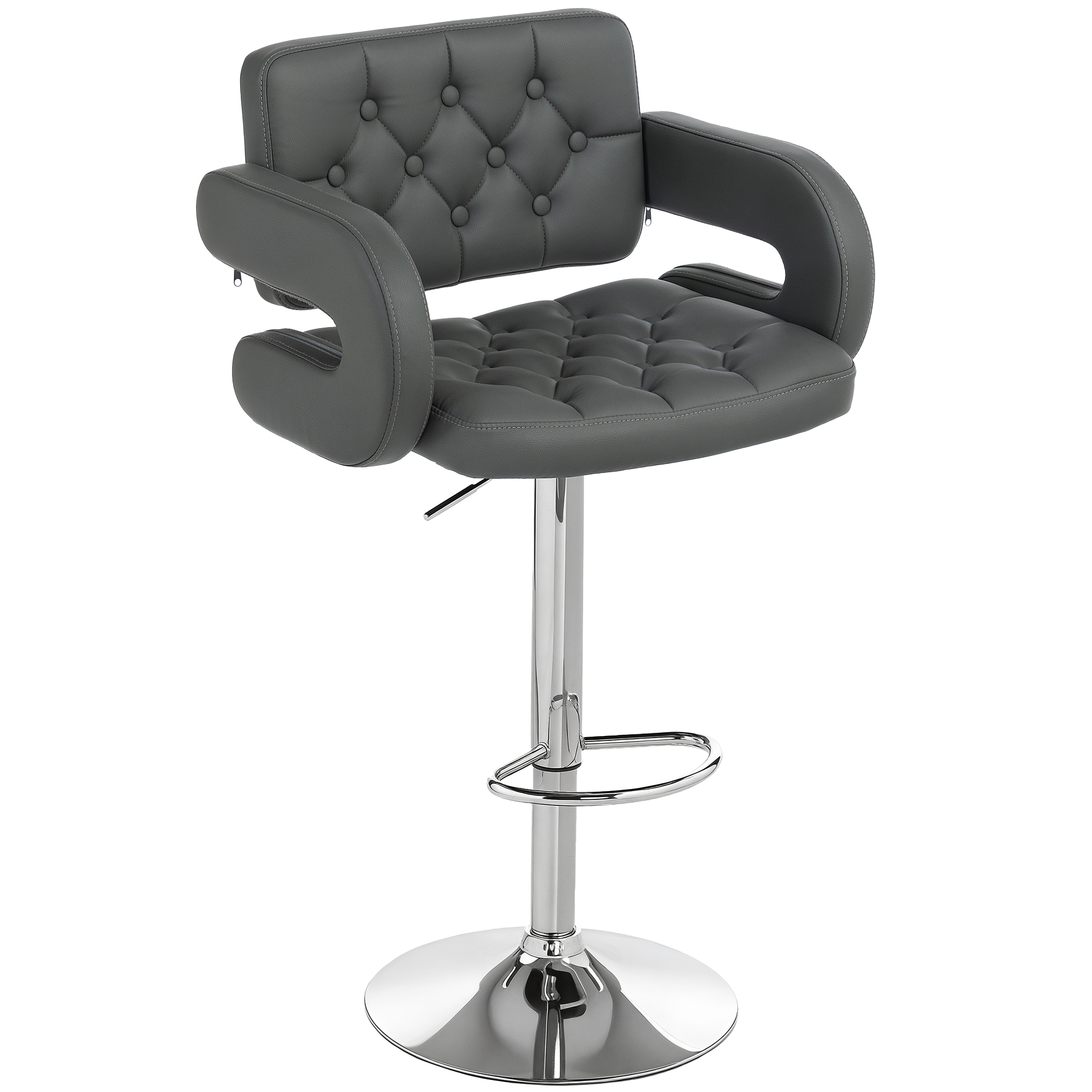 PU Leather Cushioned Rotating Bar Stool, Adjustable Height, With Backrest — image 5